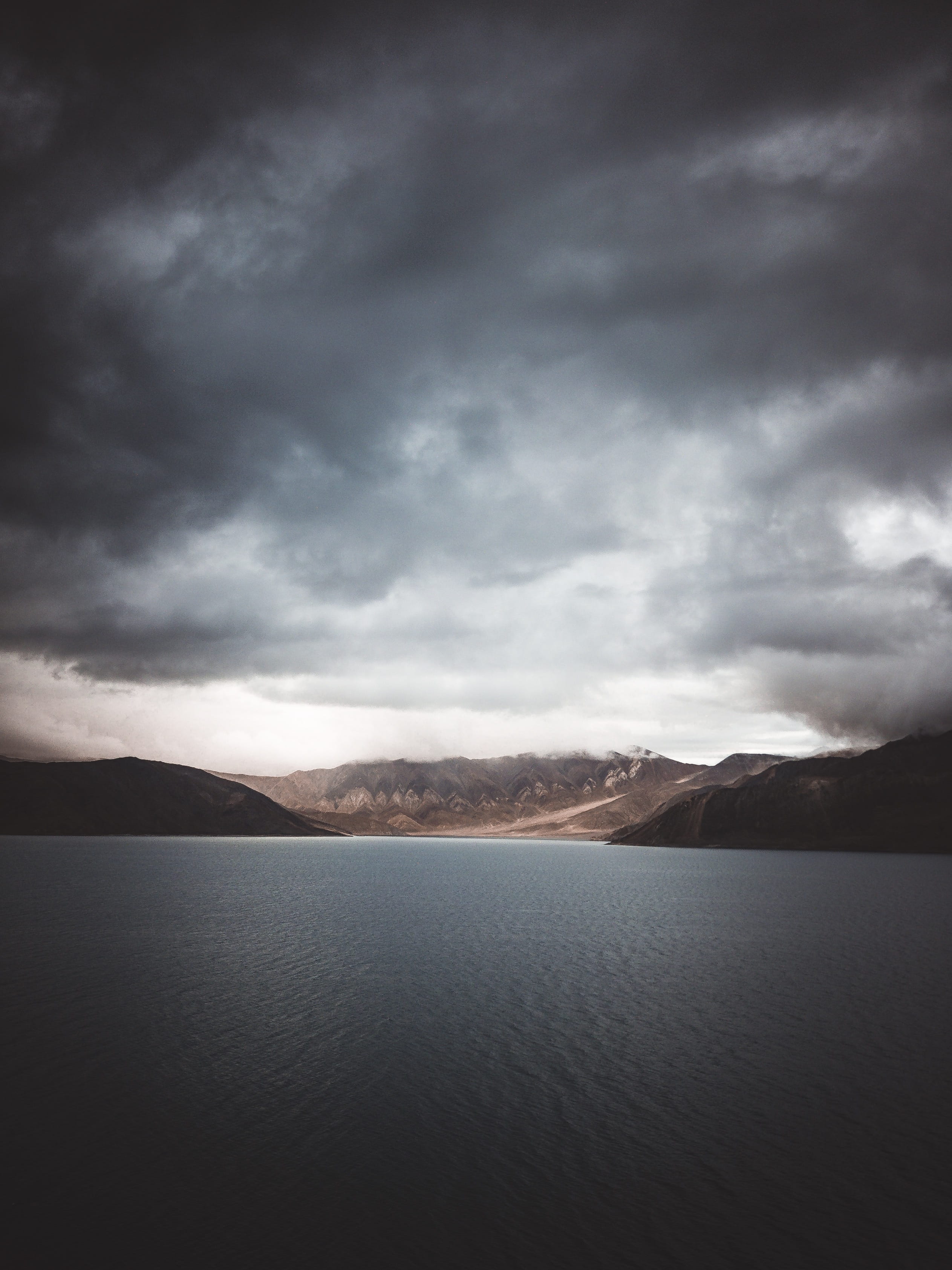 mountain, no People, travel, aerial, dramatic Sky, summer, cloud - Sky, storm, cloudscape, blue, beauty In Nature, dramatic, reflection, lakeside, overcast, Phone HD Wallpaper