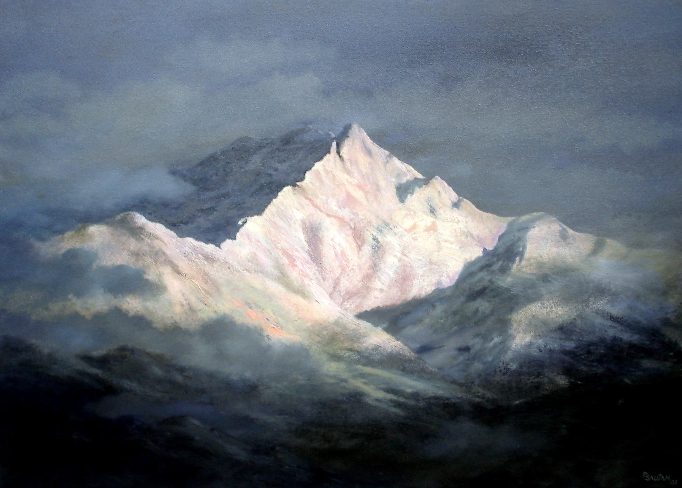 clouds, peak, mountains, kanchenjunga, snow, nature, 3d and abstract, 1080P, HD Wallpaper