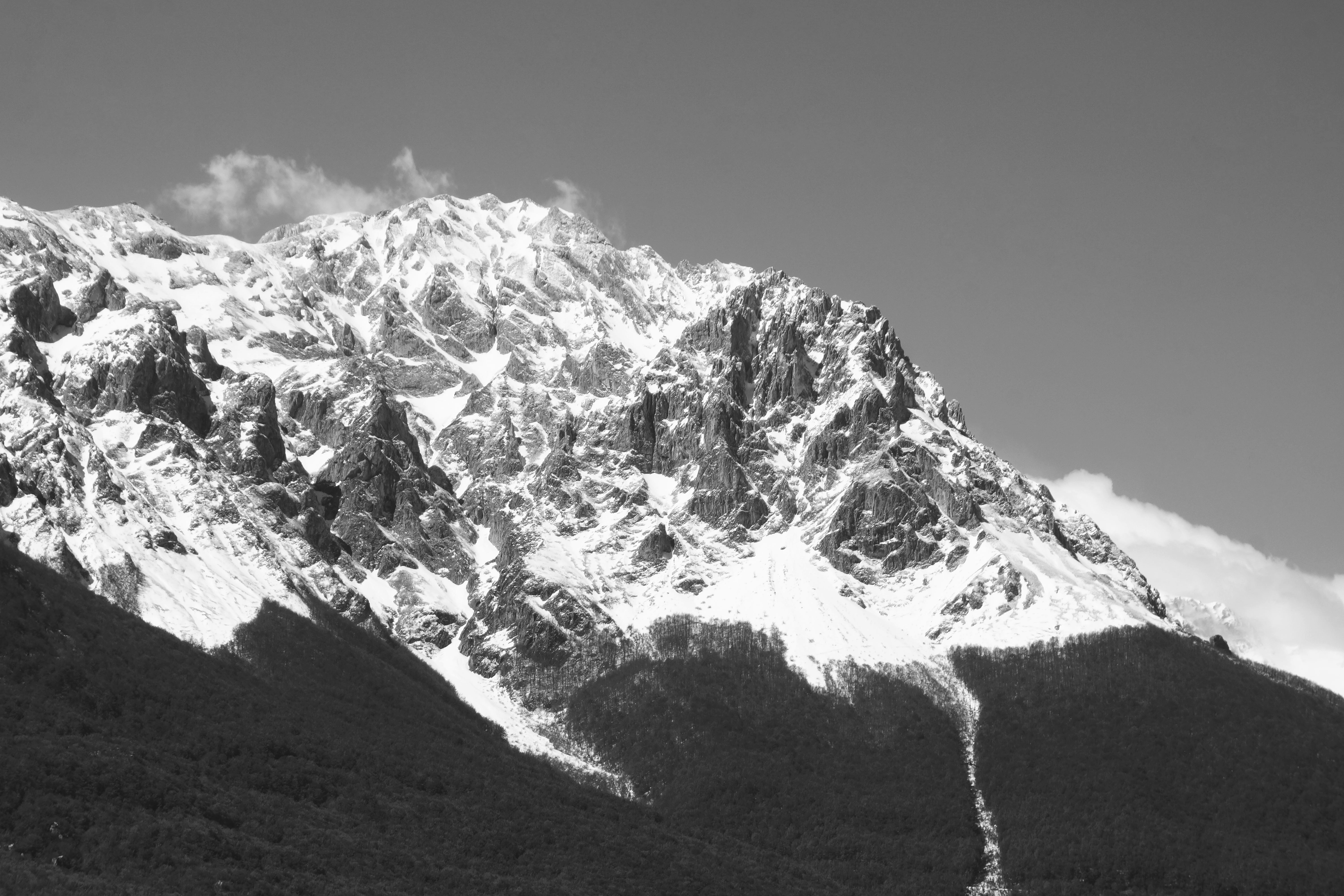 mountain peak, beauty in nature, rock, outdoors, nature, italy, black and white, environment, mmmh, black, tranquil scene, winter, snowcapped mountain, HD Wallpaper