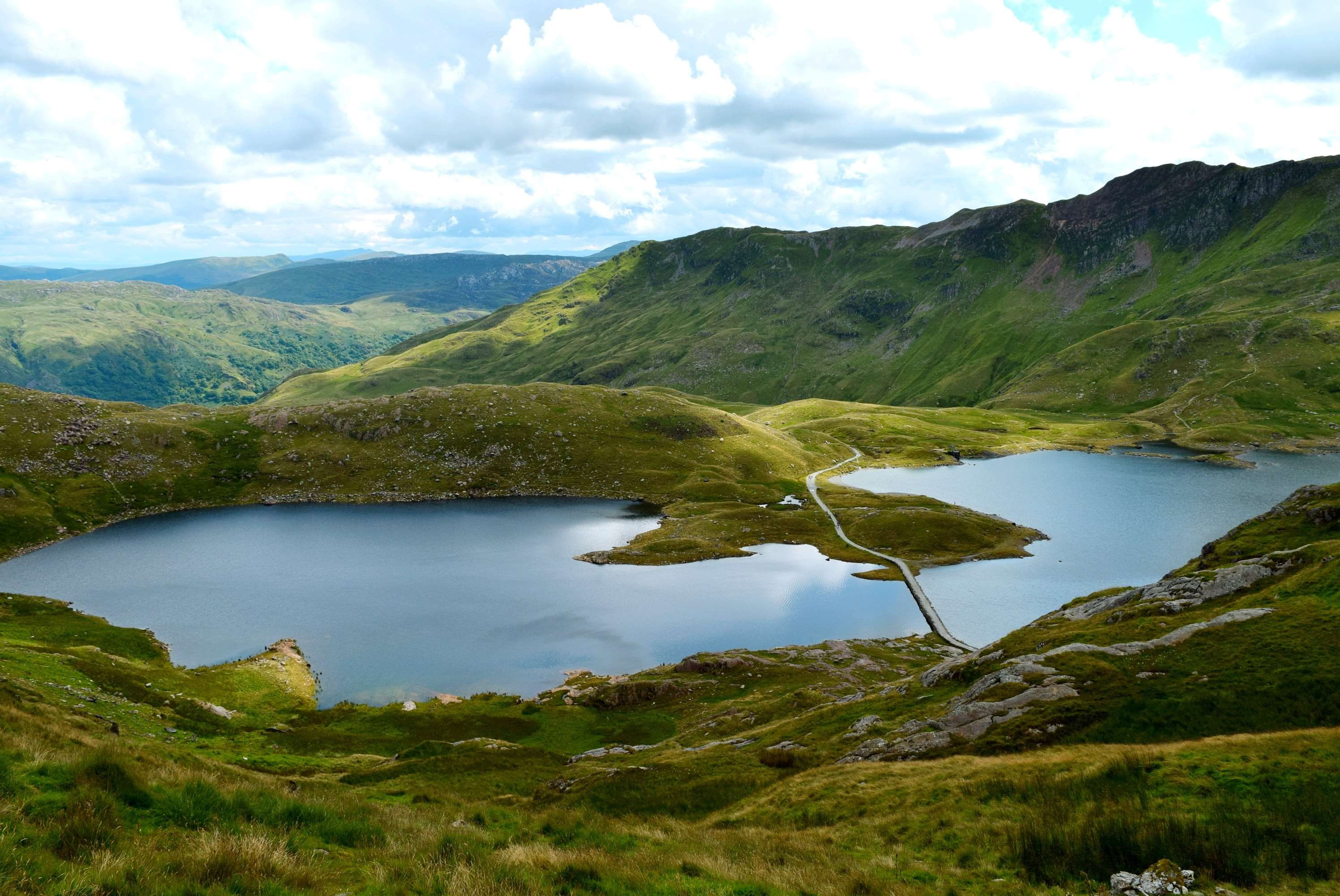 tranquil scene, tranquility, mountain range, nature, tree, non-urban scene, landscape, park, green color, snowdonia, sky, plant, cloud - sky, outdoors, HD Wallpaper
