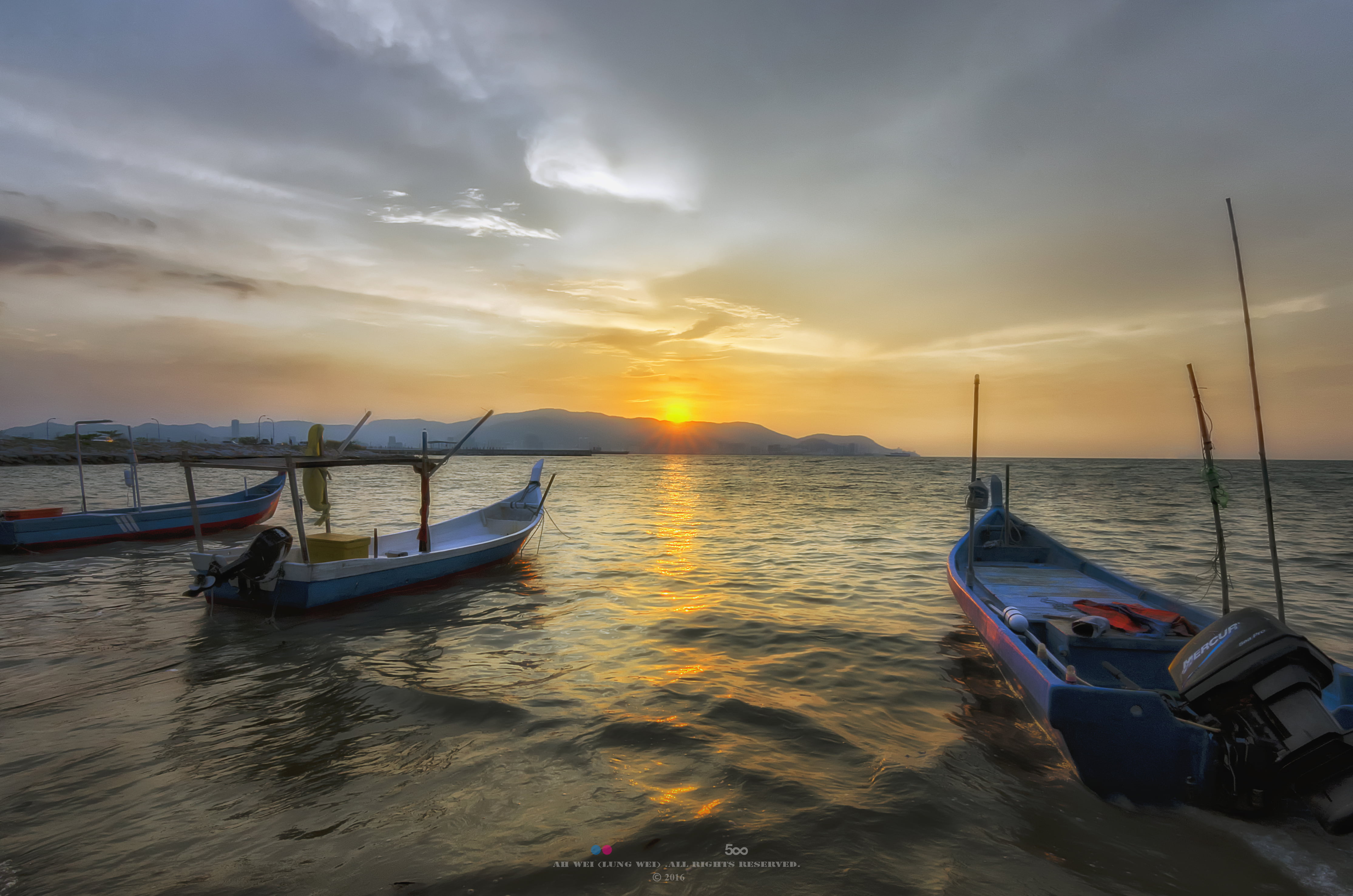dusk, Sunlight, water, 4K, nautical Vessel, Sunrise, Sunset, outdoors, body, summer, 16mm, Ah, Butterworth, Nikon D7000, Pantai, Tokina, Wei, cultures, HD Wallpaper