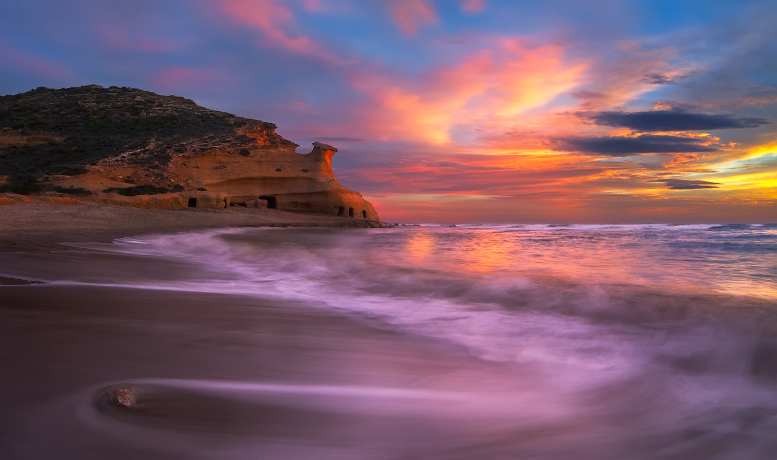 rock - Object, de, dusk, digital, tranquila, tokina, coastline, sea, golden, cliff, landscape, 720P, españa, cloudy, beach, hour, canon 350d, day, xt, HD Wallpaper