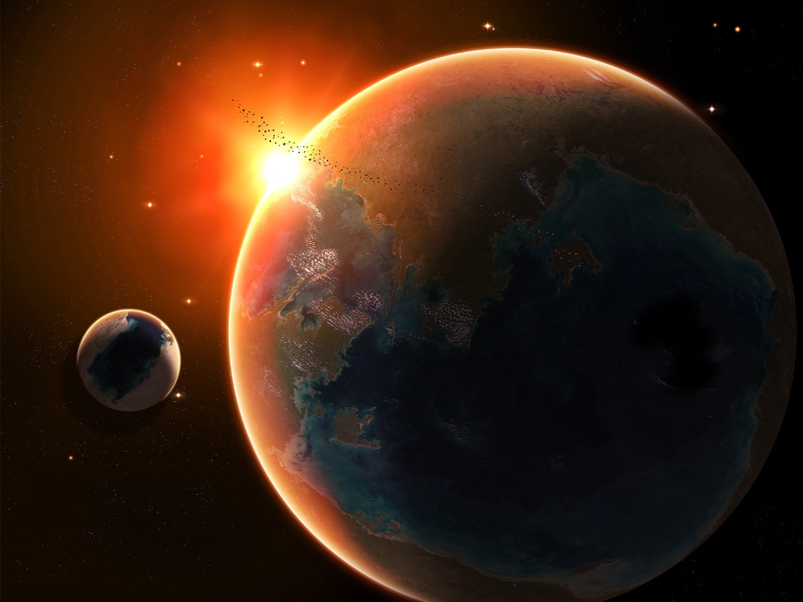 hd, space, earth, rising, digital, in, universe, sun, 720P, digital universe, HD Wallpaper