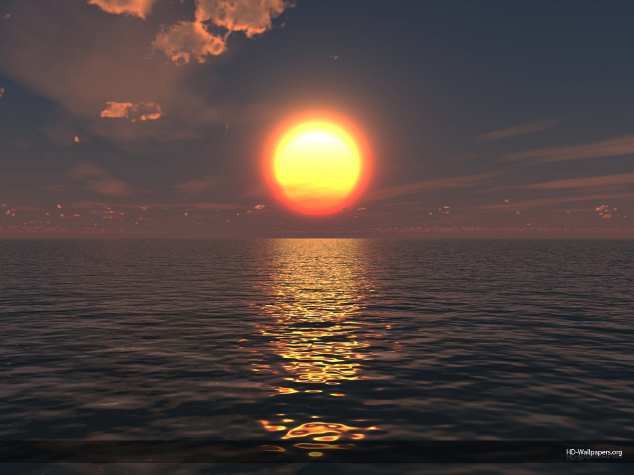 digital, sun, sky, photography, shine, 720P, Clouds, rise, art, hd, ocean, abstract, HD Wallpaper
