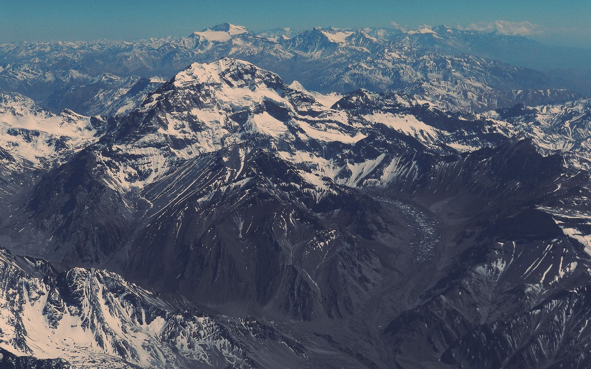 no people, mountain peak, Aconcagua, snow, snowcapped mountain, aerial view, tranquil scene, environment, climate, landscape, nature, mountain ridge, non-urban scene, HD Wallpaper