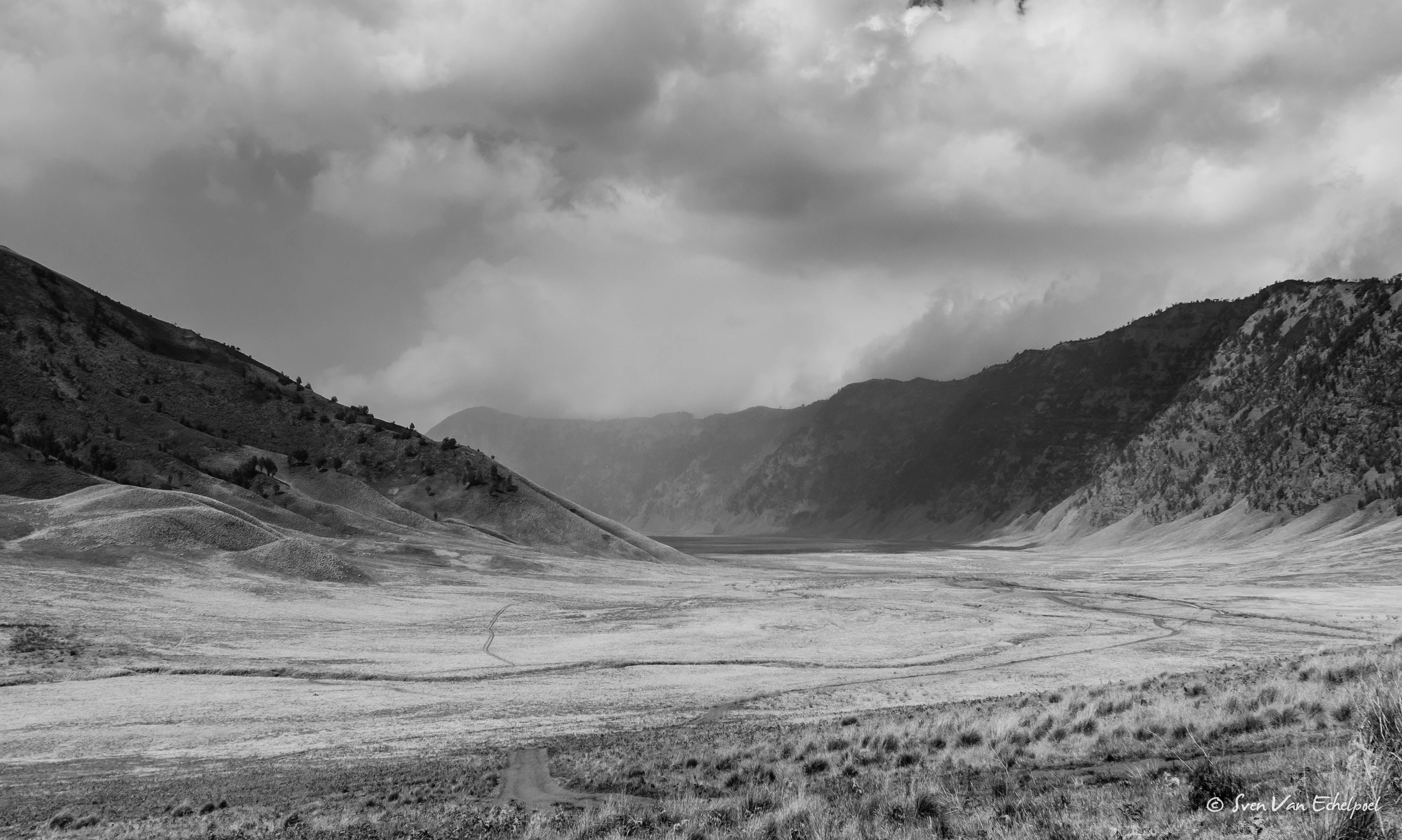 field, snow, black And White, volcano, nature, outdoors, mountain, travel, technique, java, Indonesia, Grayscale, Bromo, vacation, Lost for words, snow field, HD Wallpaper