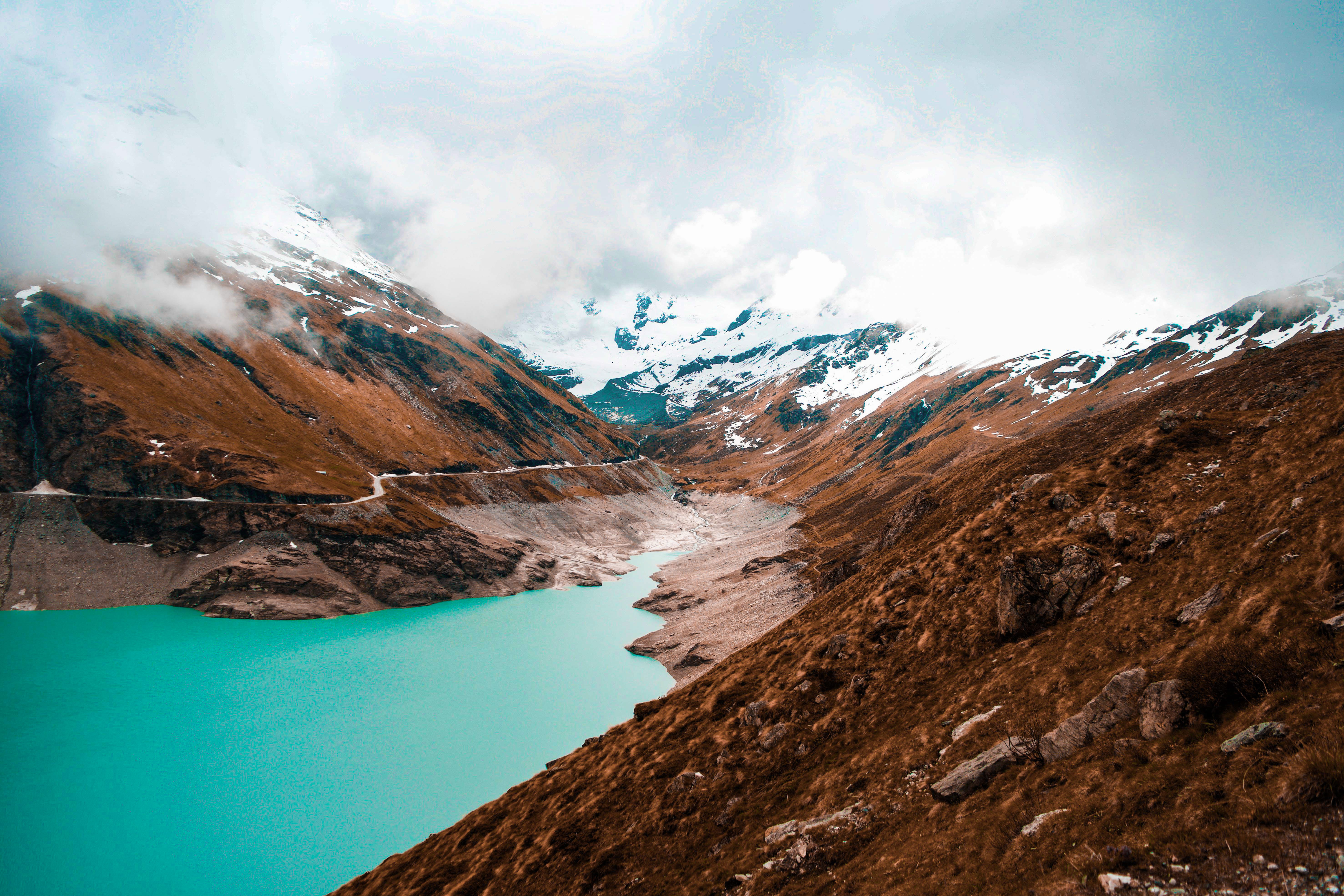 photo, sky, mountain, beauty in nature, mountain range, lost, nature, landscape, land, no people, cloud - sky, lagoon, outdoors, turquoise colored, power in nature, HD Wallpaper