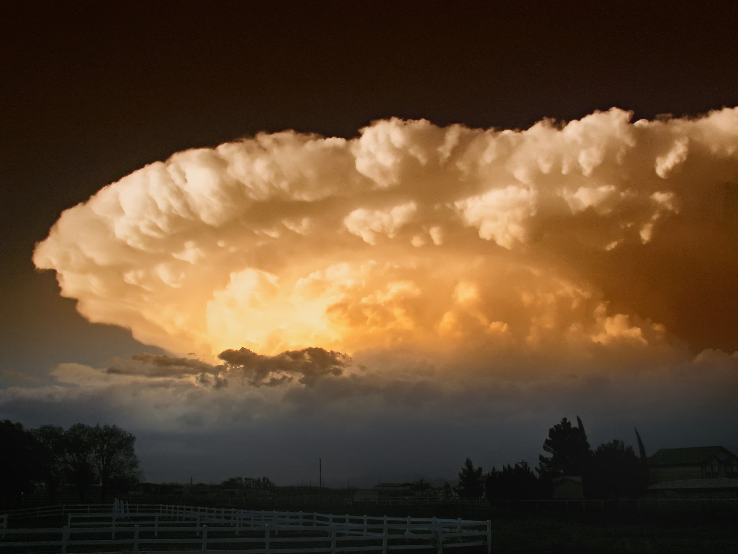 hour, silhouettes, outside, sunset, tranquility, architecture, supercell, cloud - Sky, golden, idyllic, brown, no people, orange color, dusk, beauty in nature, HD Wallpaper