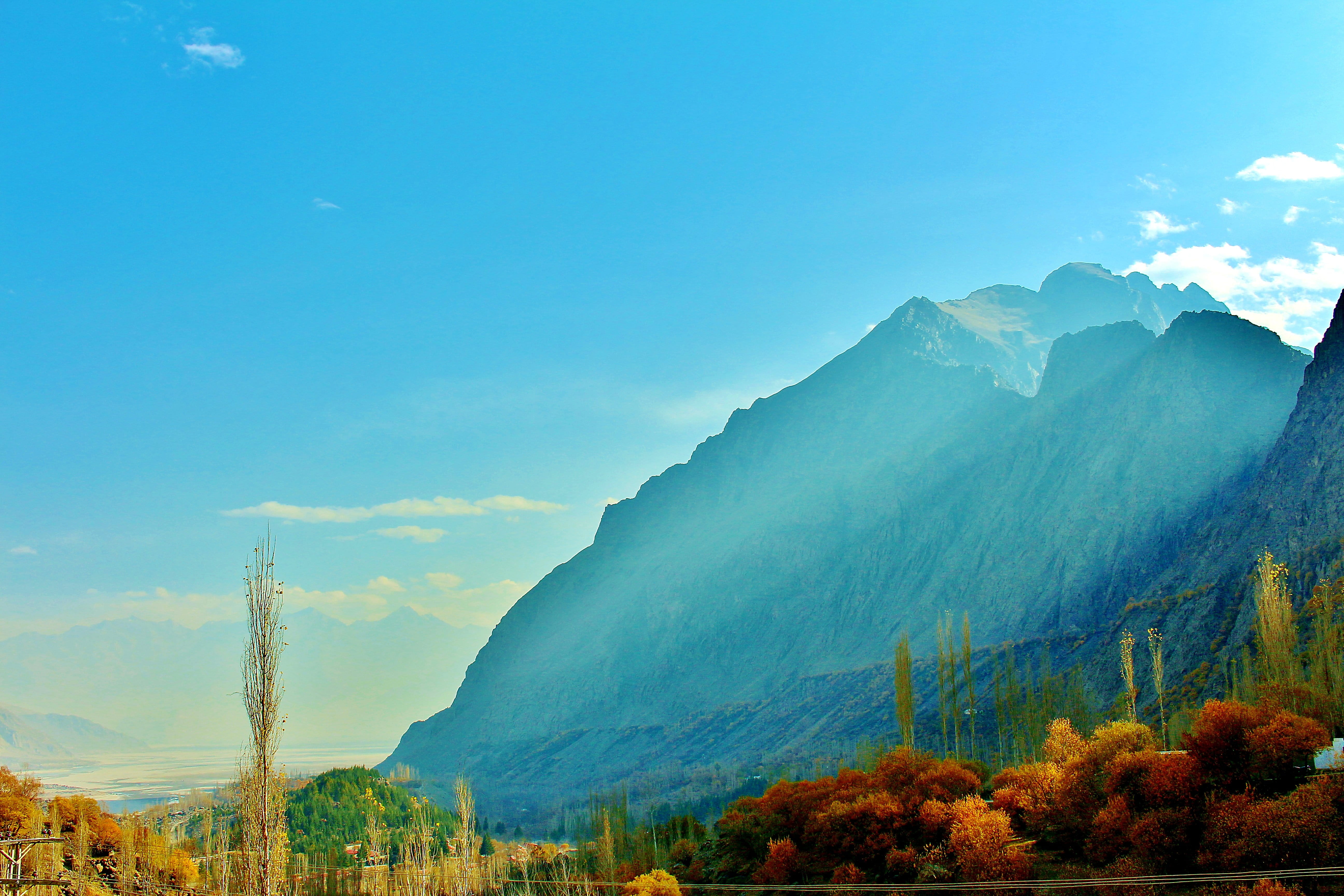 day, Tree, nature, valley, tranquility, hill, green Color, mountain Range, Sky, Mountains, change, beauty In Nature, peak, air, plant, scenics, mountain Peak, HD Wallpaper