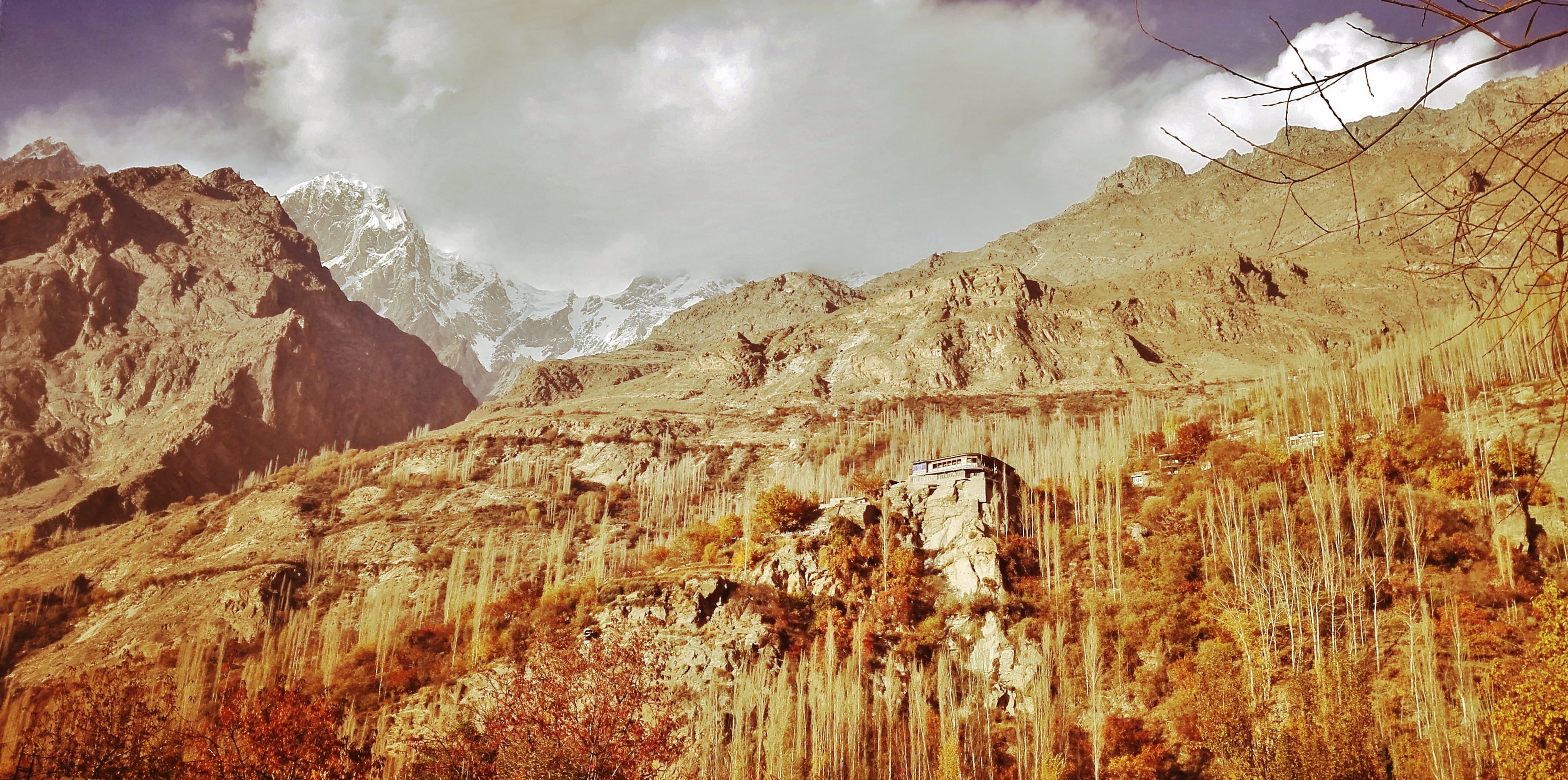 nature, tranquil scene, 4K, beauty in nature, rock, mountain, pink, mountain peak, plant, himalaya, land, sky, no people, pakistan, blue, karakorum, day, HD Wallpaper