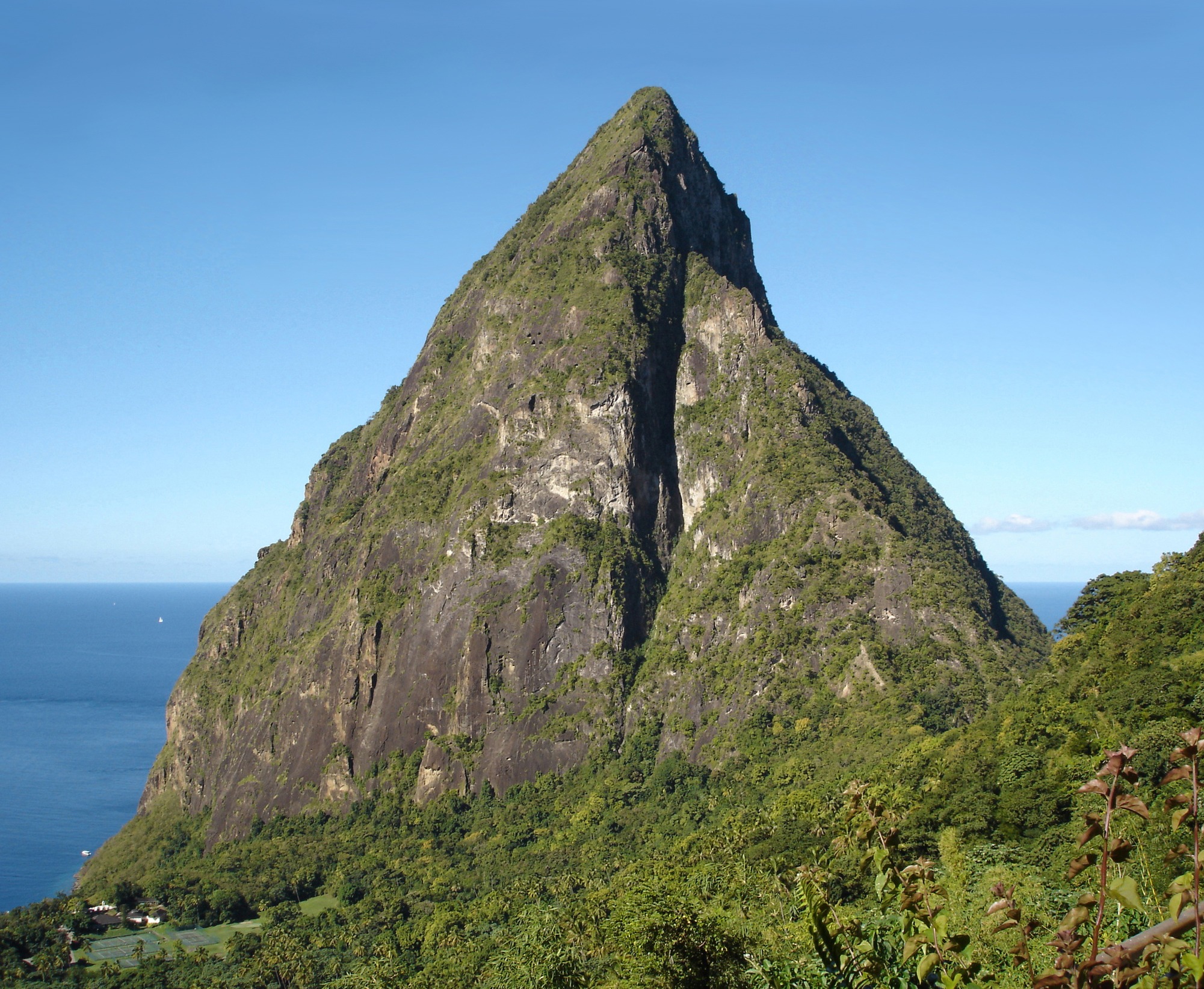 caribbean island, 1080P, large, mountain, land, petit piton, body, daytime, water, sea, no people, hill, beauty in nature, outdoors, st lucia, idyllic, HD Wallpaper