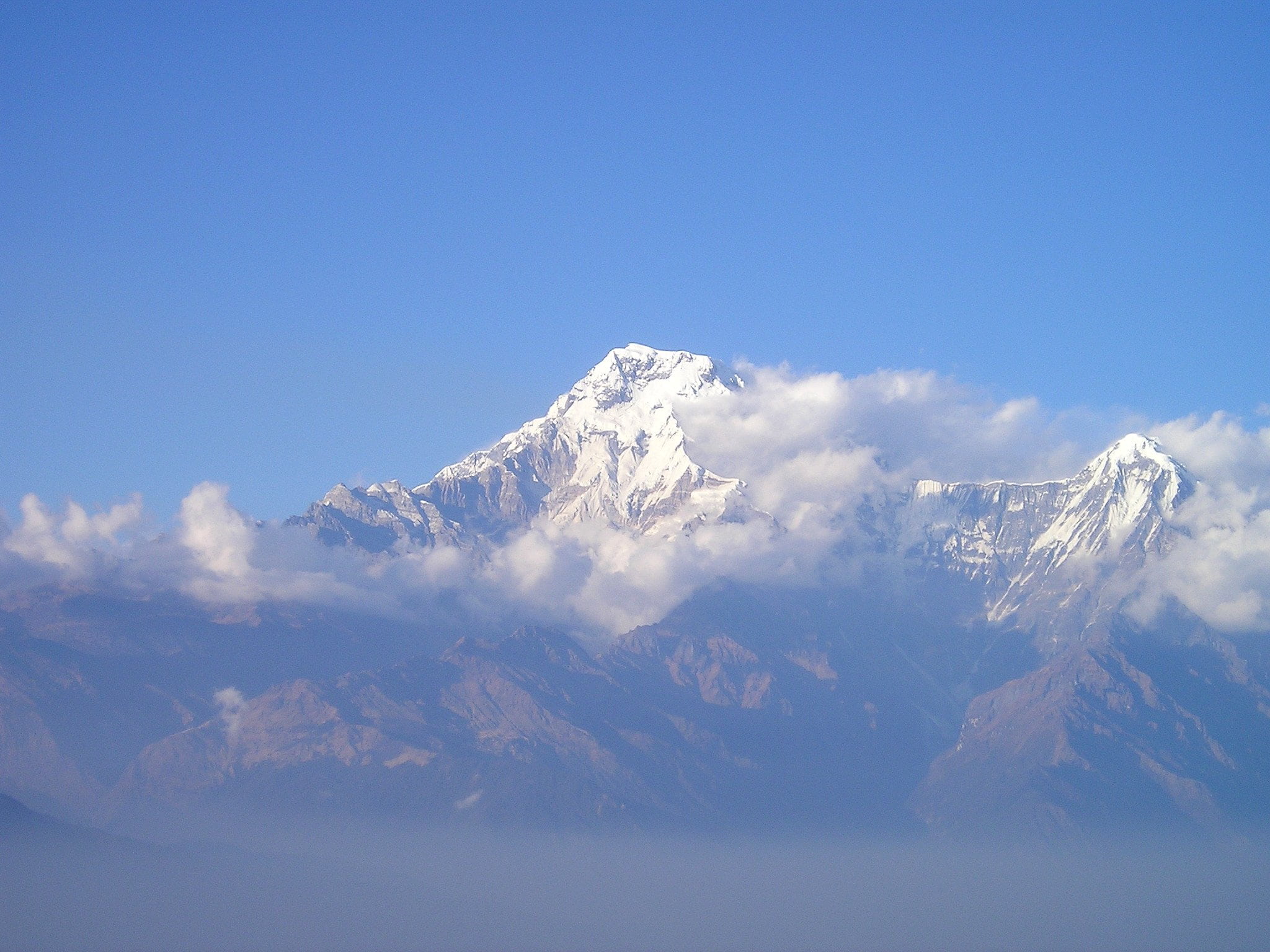 mountain range, scenics, tranquil scene, cold temperature, snow, nepal, outdoors, mountains, blue, cloud - sky, snowcapped mountain, no people, 1080P, HD Wallpaper