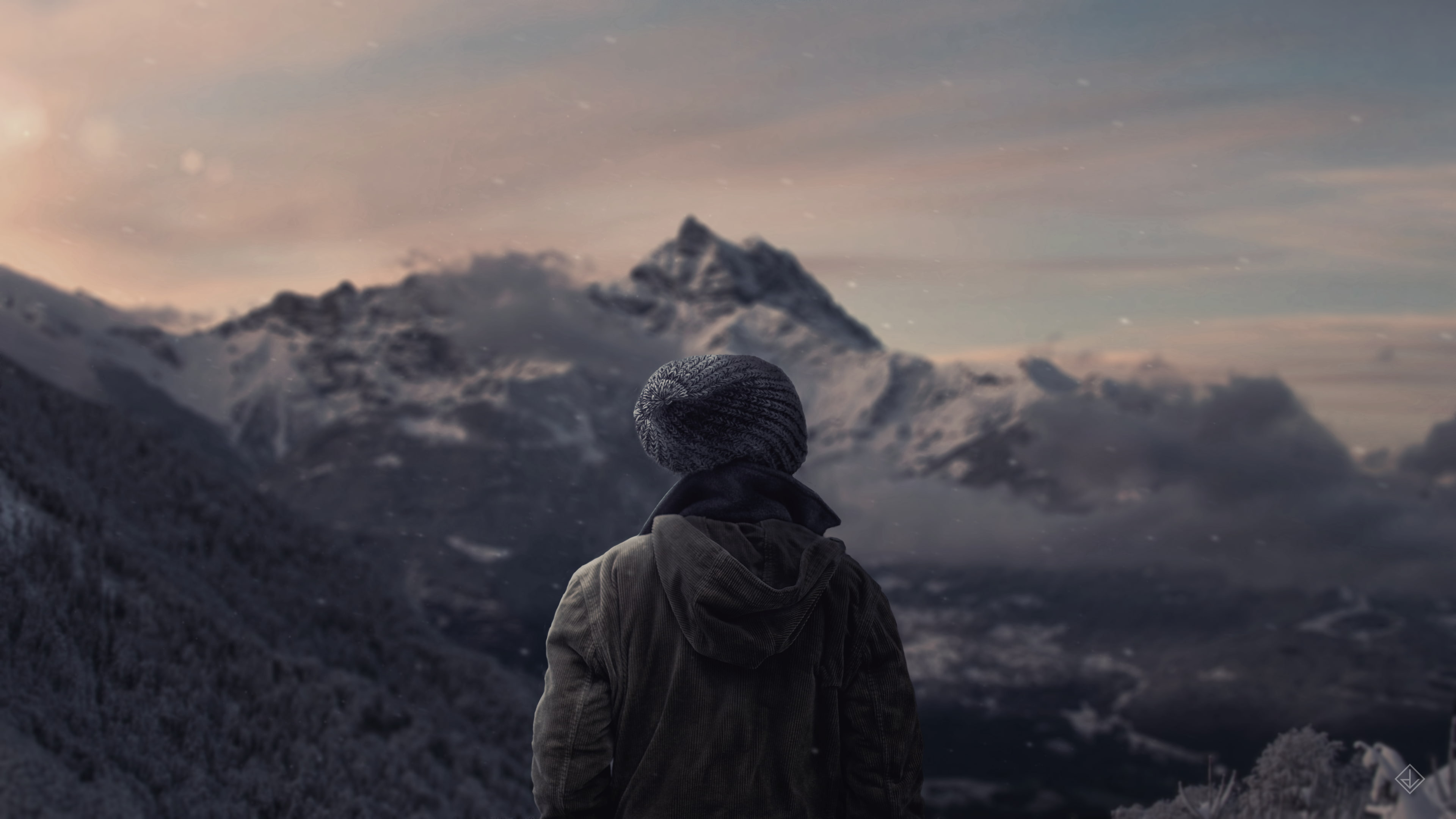 Mount Everest, clouds, Alone, mist, 4K, HD Wallpaper
