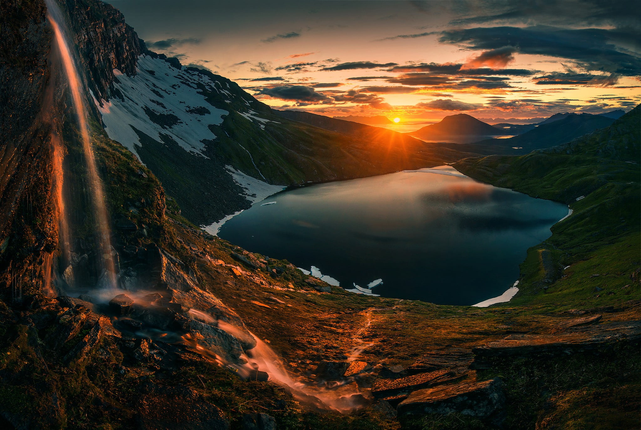 non-urban scene, clouds, sky, rock, mountain Range, reflection, beauty In Nature, scenery, glacier, no People, summer, tourism, forest, mountain, night, HD Wallpaper
