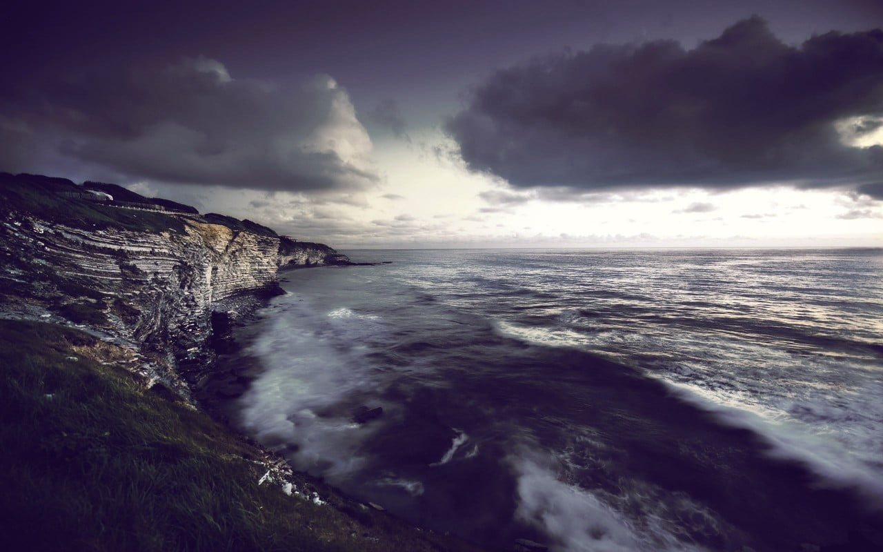 cloud - sky, sport, photography, beauty in nature, cliff, wave, power in nature, landscape, clouds, motion, storm, nature, photo, body, 720P, outdoors, HD Wallpaper