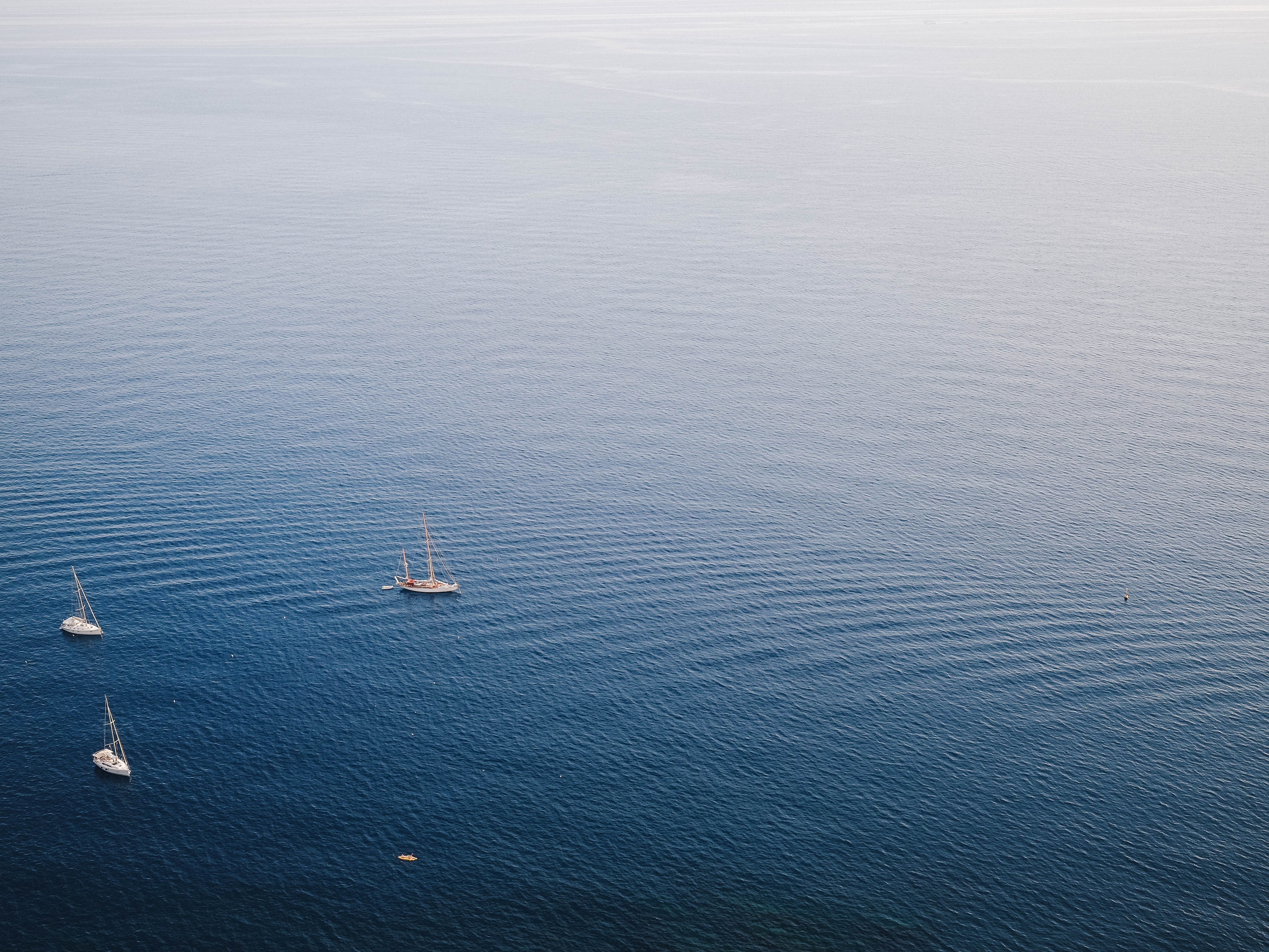 waves, sea, nature, ship, boat, sailing, sailing ship, water, 4K, far view, landscape, HD Wallpaper