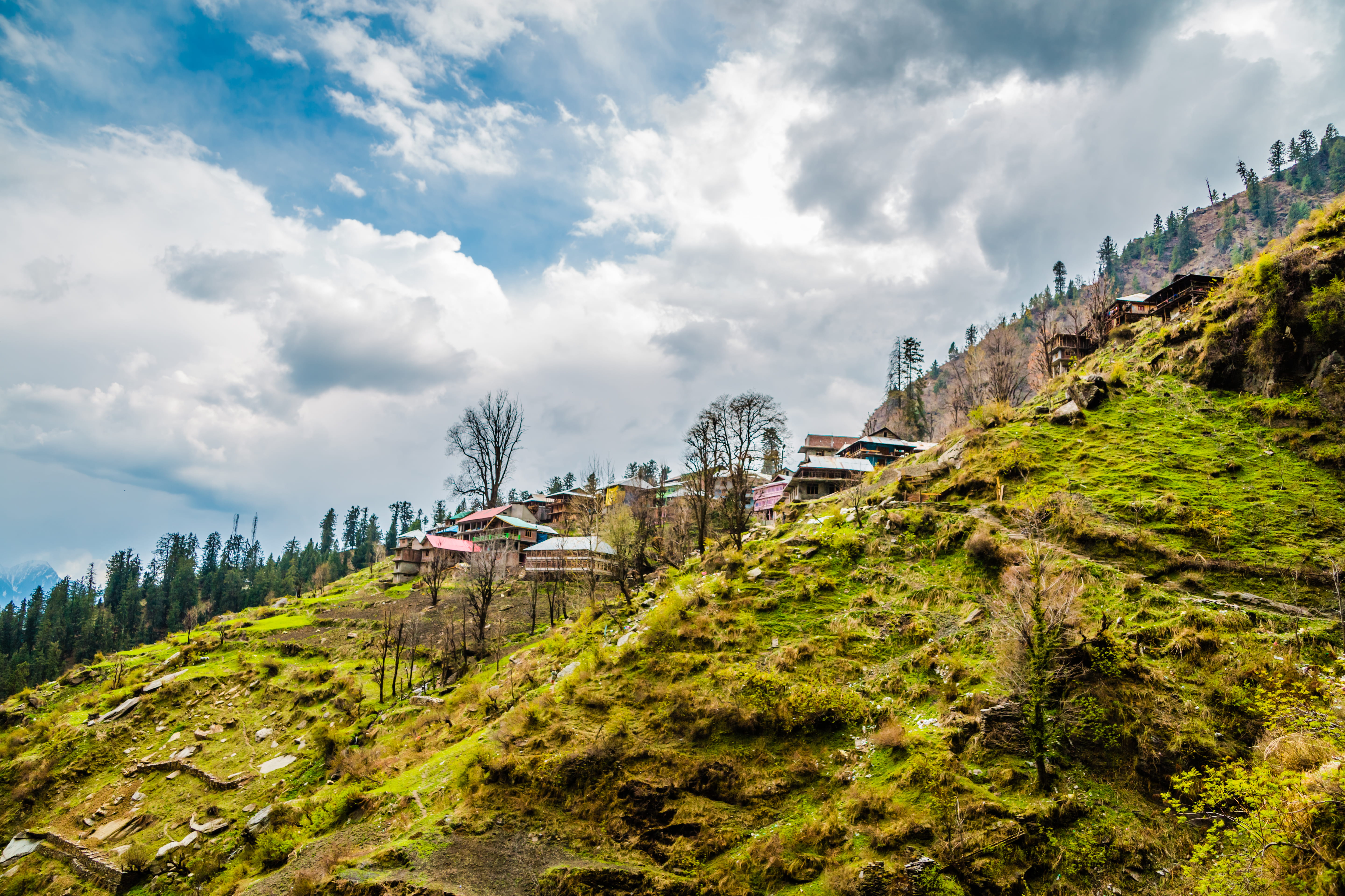 mountain, altitude, incredible india, environment, plant, scenics - nature, landscape, indian adventures, trekking, wanderlust, building exterior, tree, HD Wallpaper