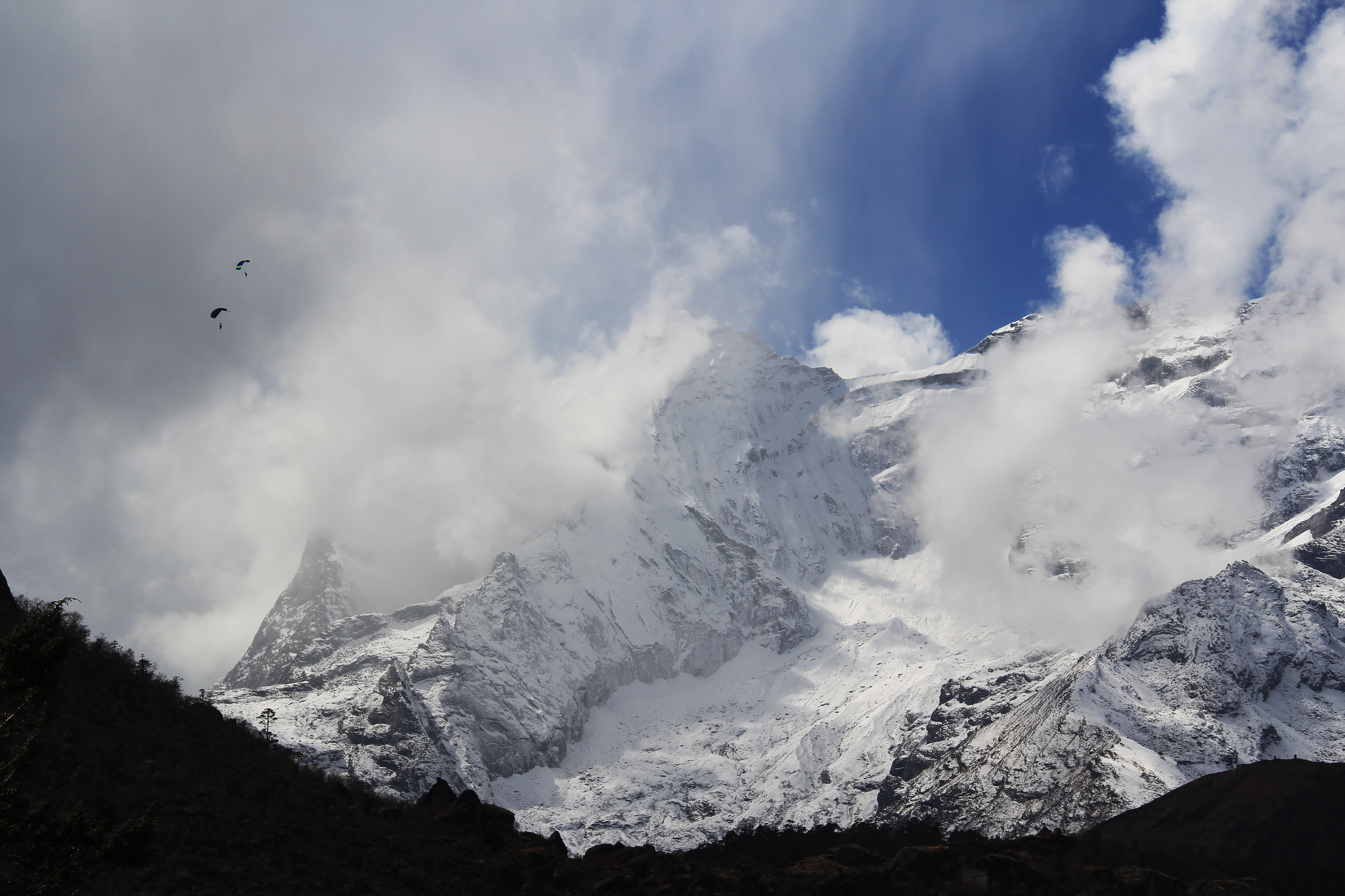 no people, formation, nepal, outdoors, beauty in nature, cold temperature, sky, landscape, nature, rock, mountain, scenics - nature, snowcapped mountain, HD Wallpaper