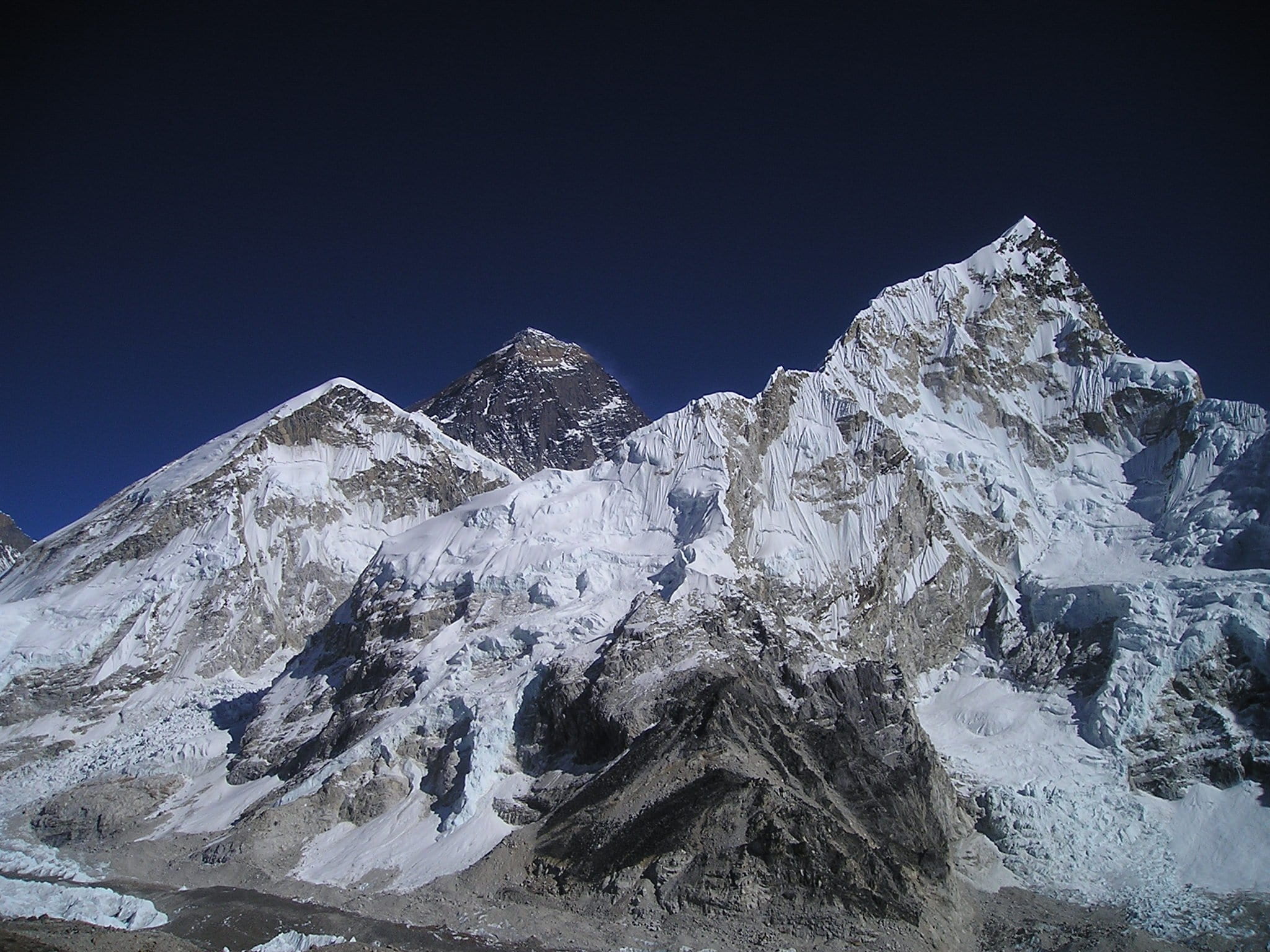 nuptse, mountain, nature, mountains, sky, blue, photo, vignette, everest, frozen, rock - object, ice, environment, nepal, snow, no people, outdoors, winter, HD Wallpaper