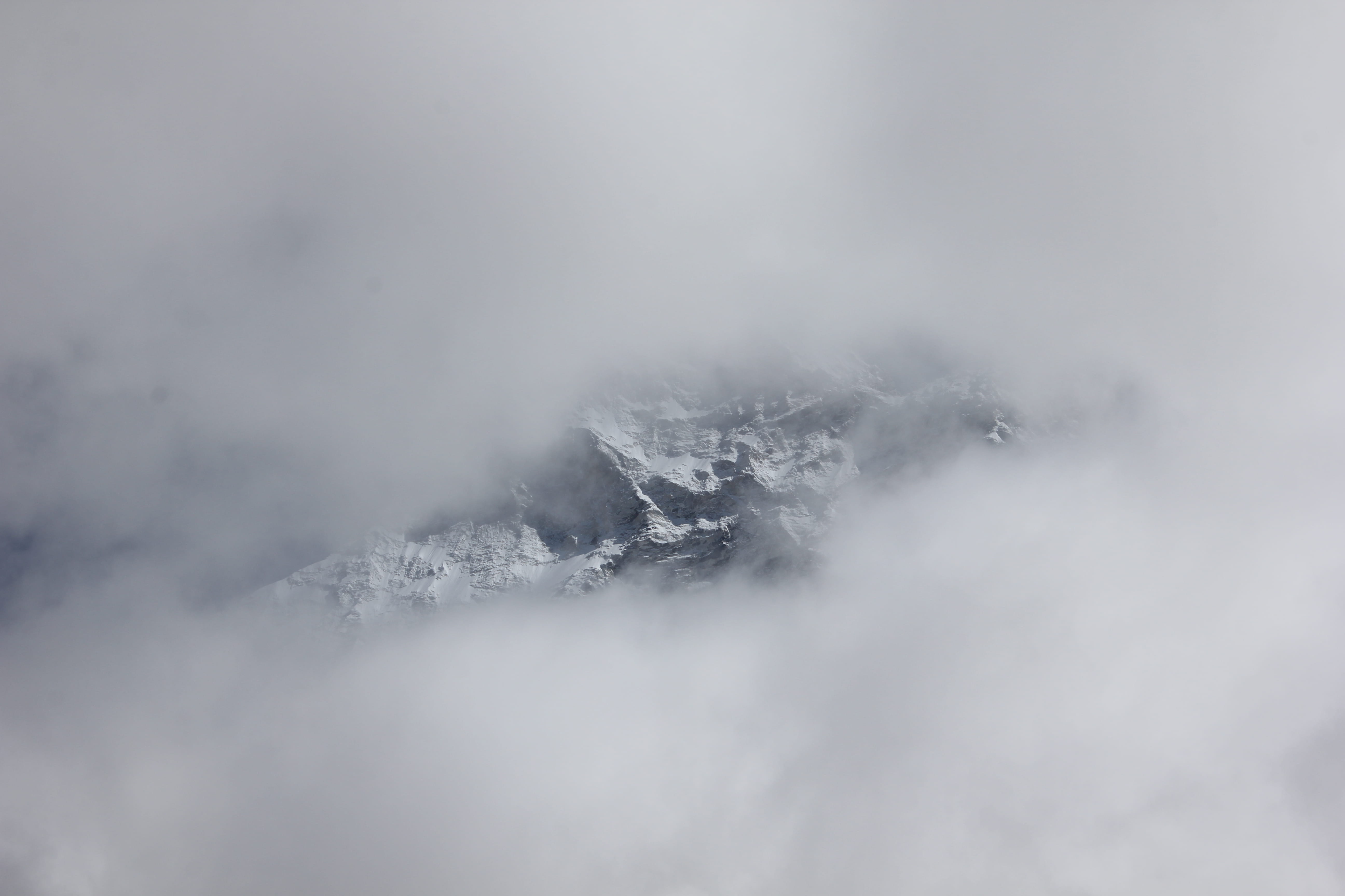 outdoors, water, cloudscape, snow, grey, mountain peak, alps, spruce, beauty in nature, flora, sea, tree, mountain range, makalu, sea waves, scenics - nature, HD Wallpaper