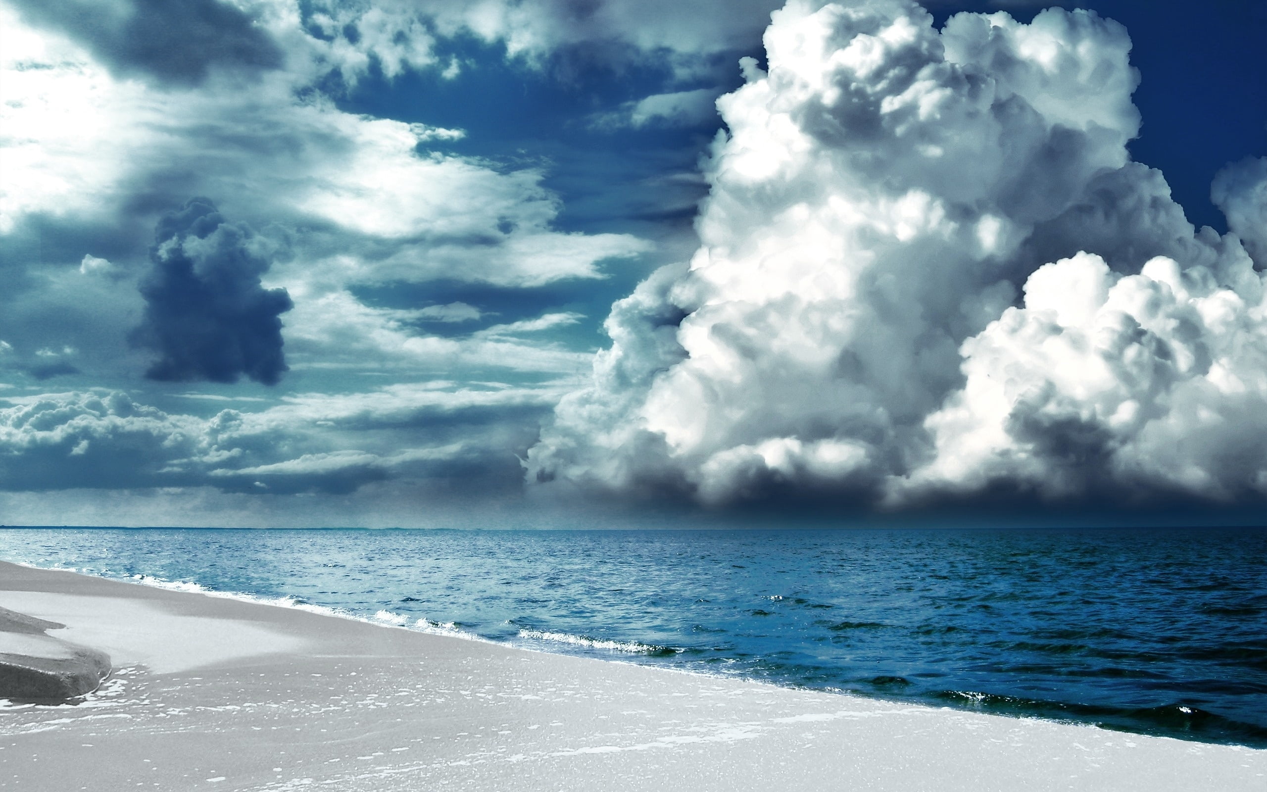 overcast, backgrounds, tranquility, summer, weather, vacations, horizon, climate, land, horizon Over Water, coastline, dramatic Sky, wind, storm, nature, HD Wallpaper