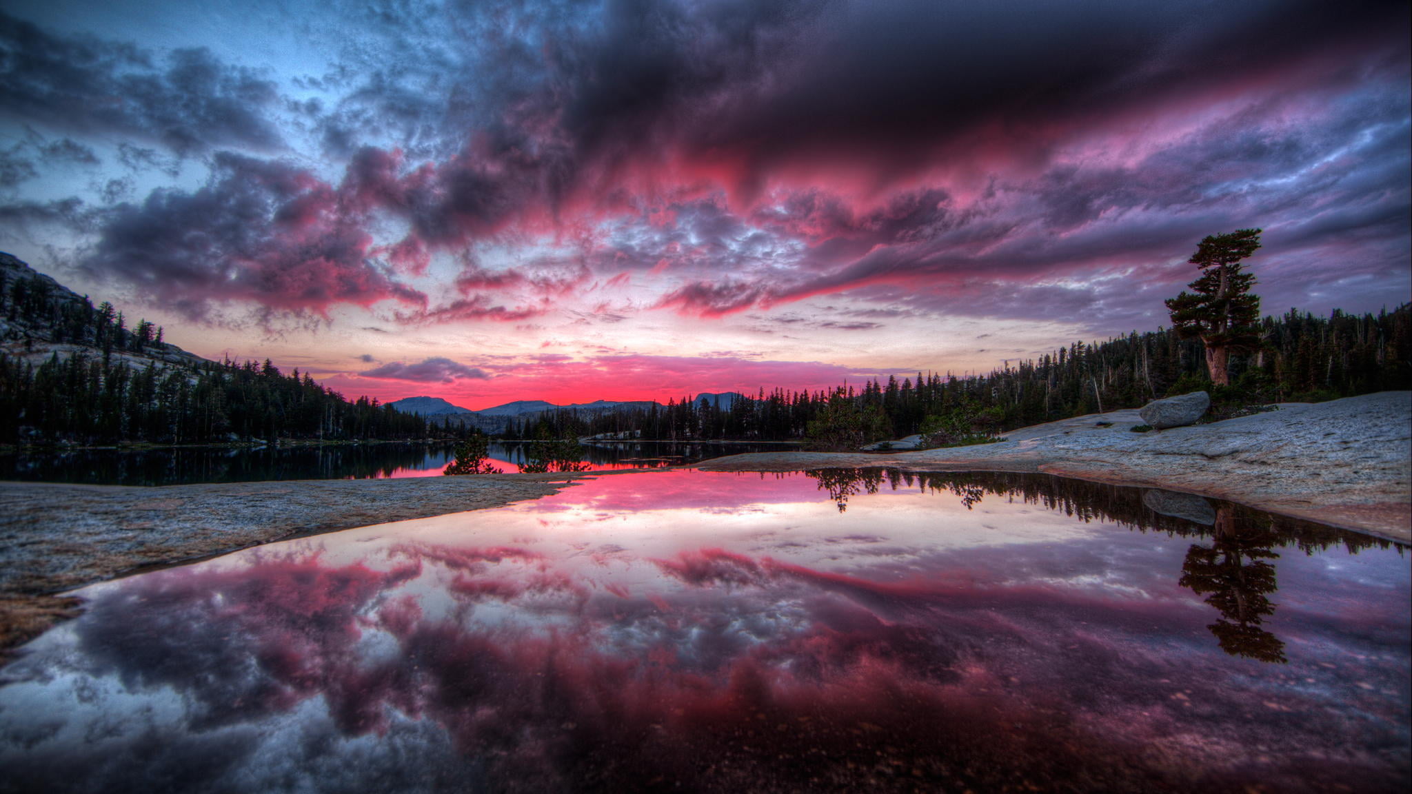 outdoors, sunlight, dramatic sky, reflection lake, sun, tranquility, scenics, dawn, travel, canada, mountain Range, trees, forest, sky, tranquil Scene, HD Wallpaper