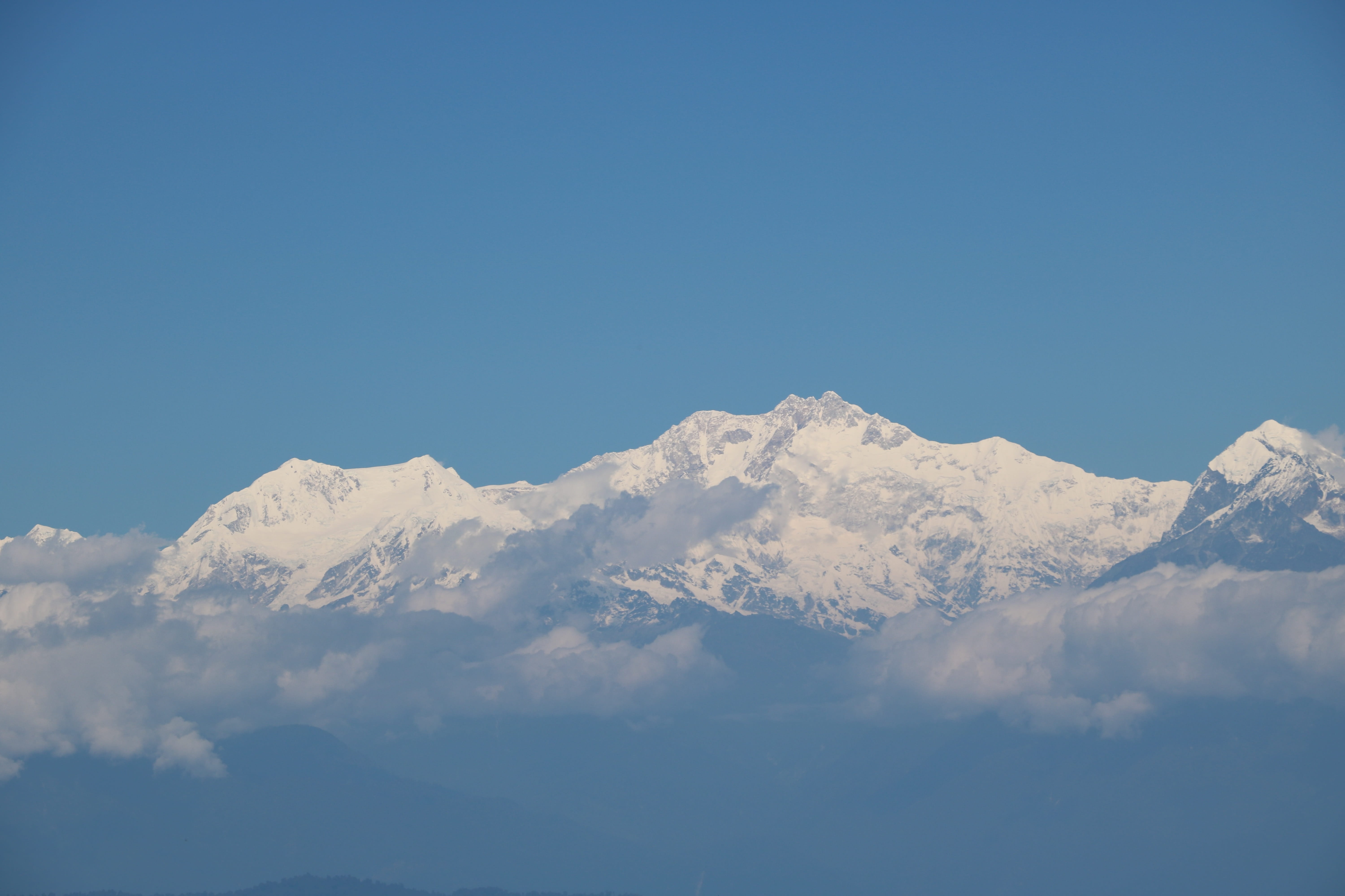 tranquility, clear sky, mountain range, day, scenics - nature, winter, idyllic, mountain, blue, copy space, no people, non-urban scene, darjeeling, 5K, HD Wallpaper