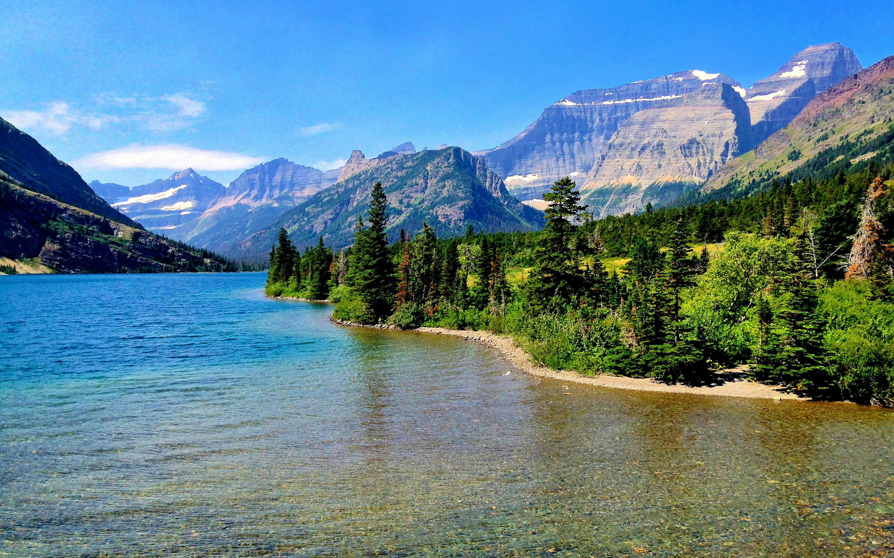 national, desktop, montana, lake, glacier, backgrounds, cosley, usa, 2K, park, HD Wallpaper