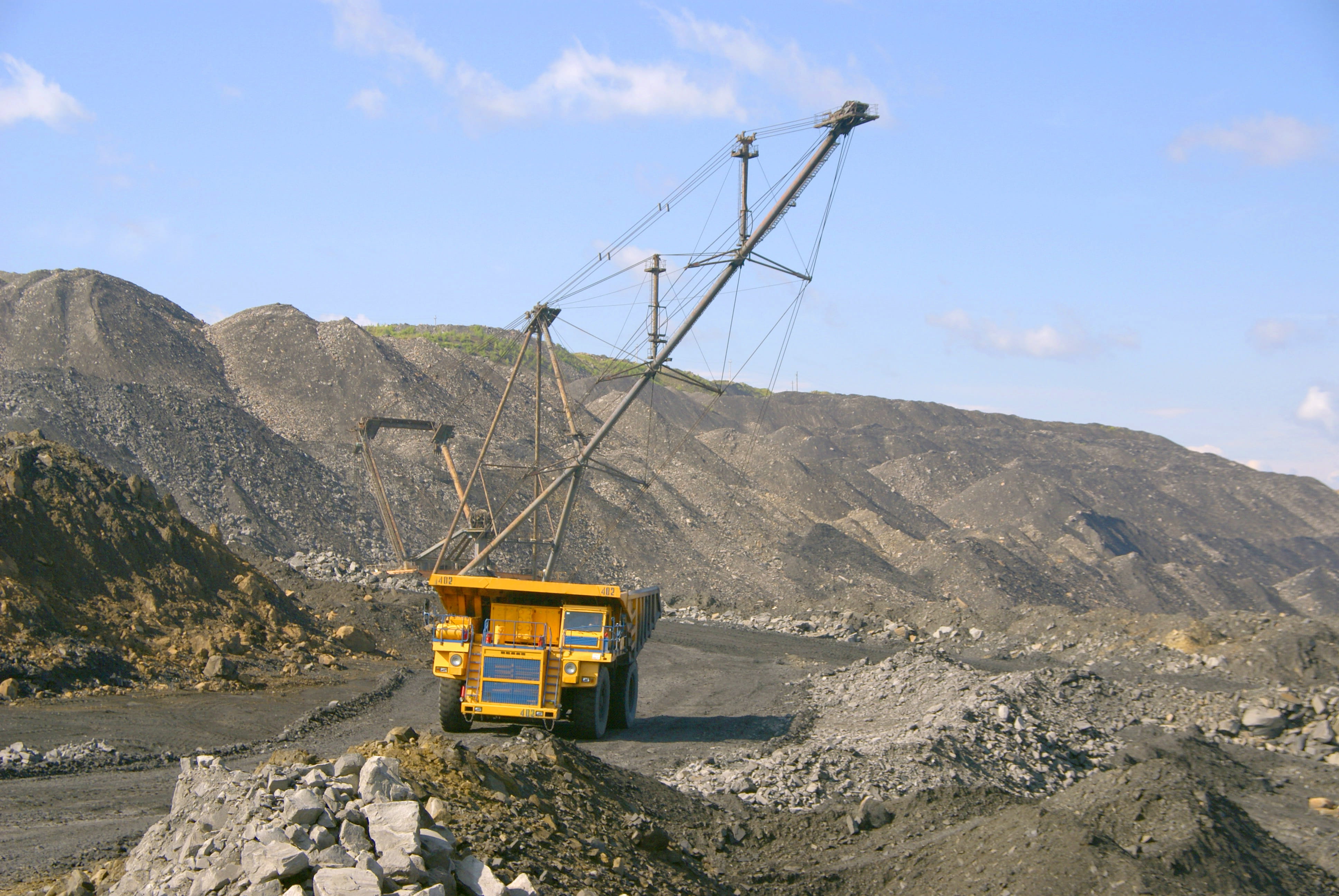 quarry, work, solid, environment, gigantic proportions, transportation, car, belaz, Dumper, mountain range, mountain, siberia, day, sky, excavator, landscape, HD Wallpaper