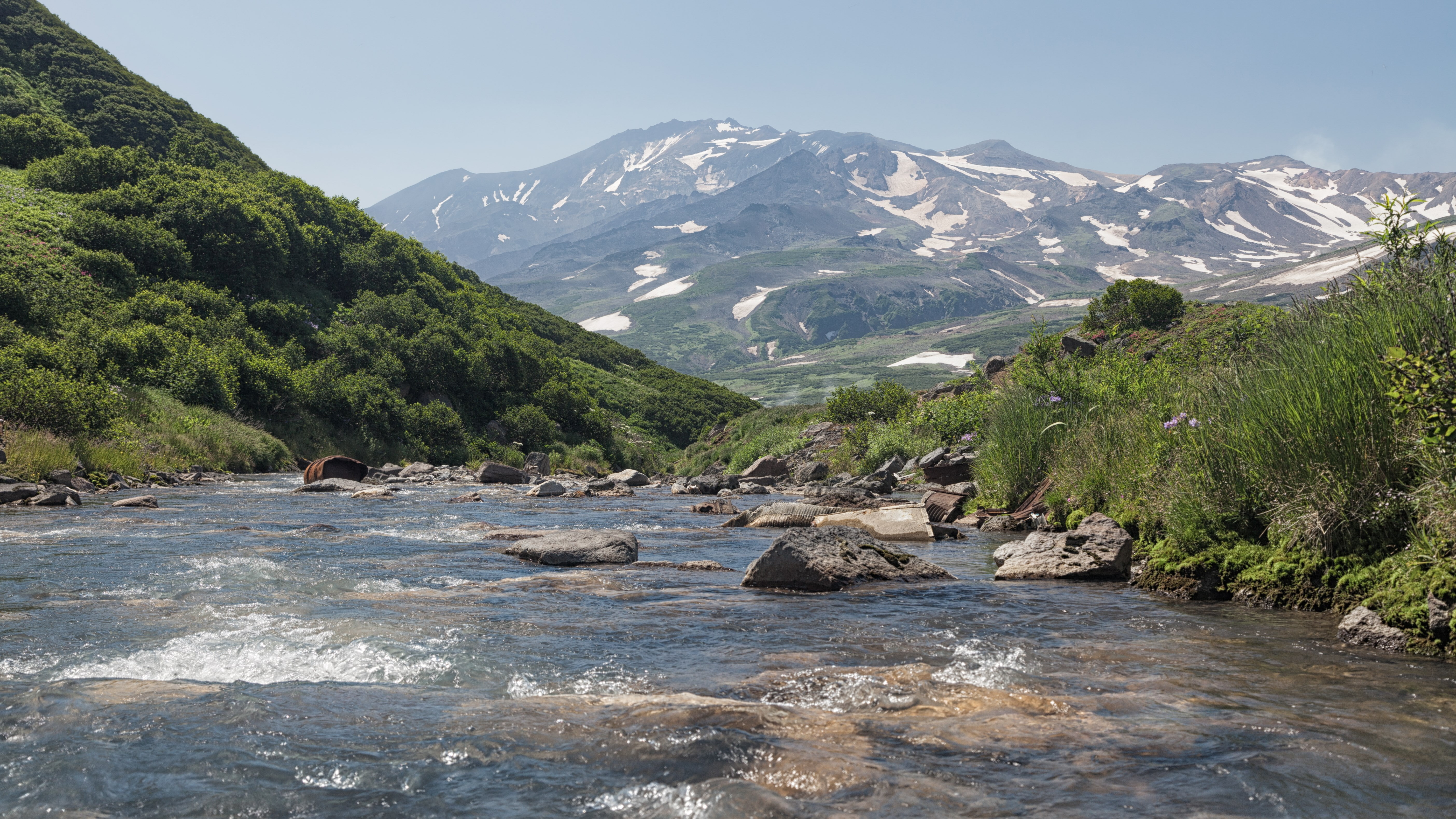 mountain range, plant, beauty in nature, scenics - nature, tranquil scene, outdoors, environment, tree, no people, day, mountain peak, nature, flowing water, HD Wallpaper
