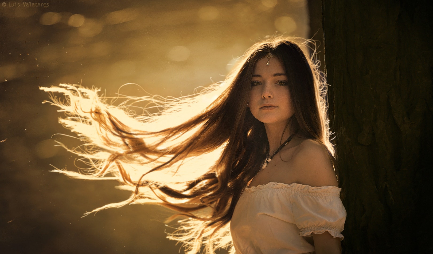 looking at viewer, windy, sunset, 720P, long hair, women, HD Wallpaper