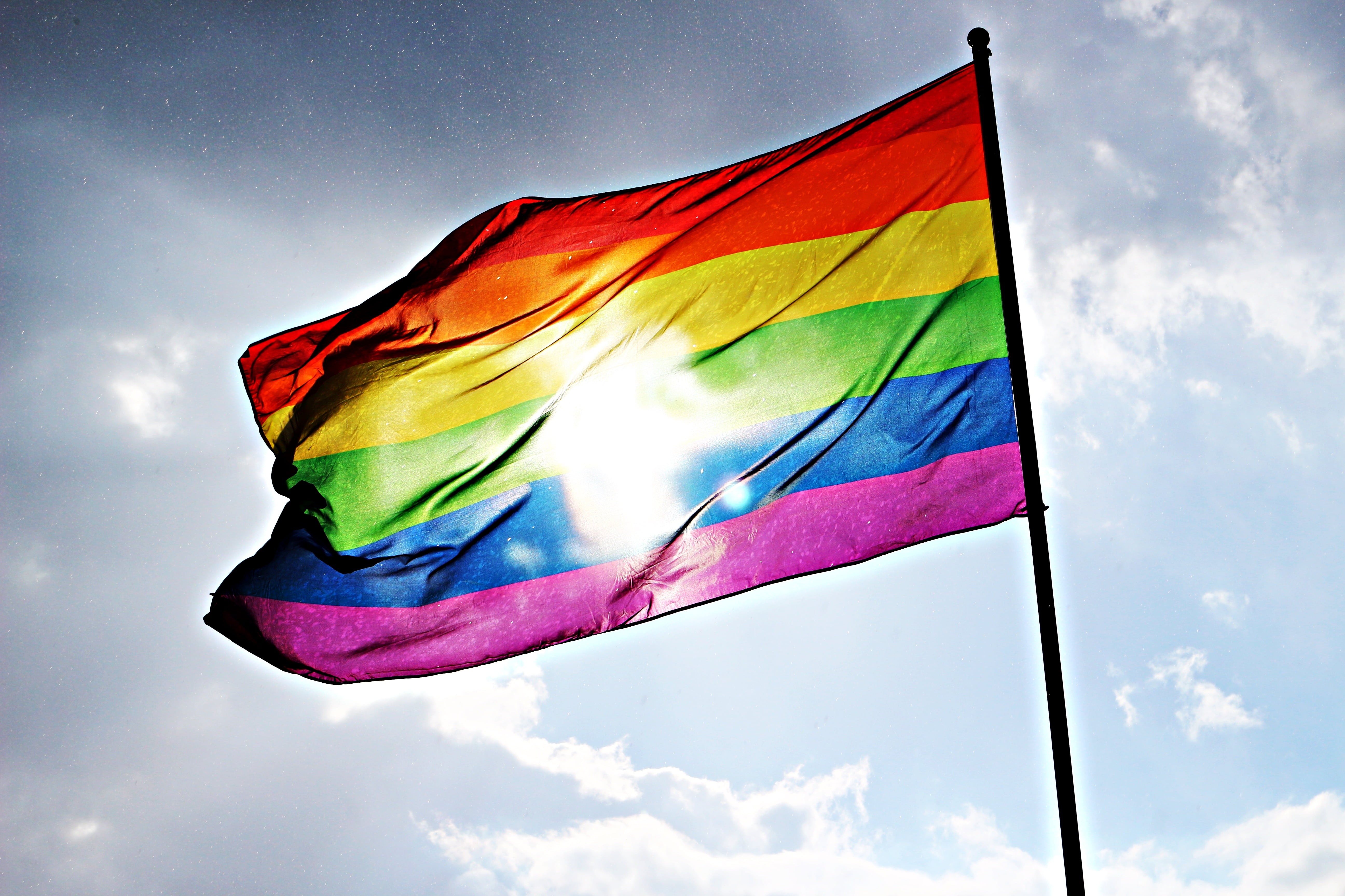 symbol, focus, sky, outdoors, lgbt, emotion, photography, environment, rainbow, nature, parade, wind, selective, pole, flag, multi colored, homosexuality, HD Wallpaper