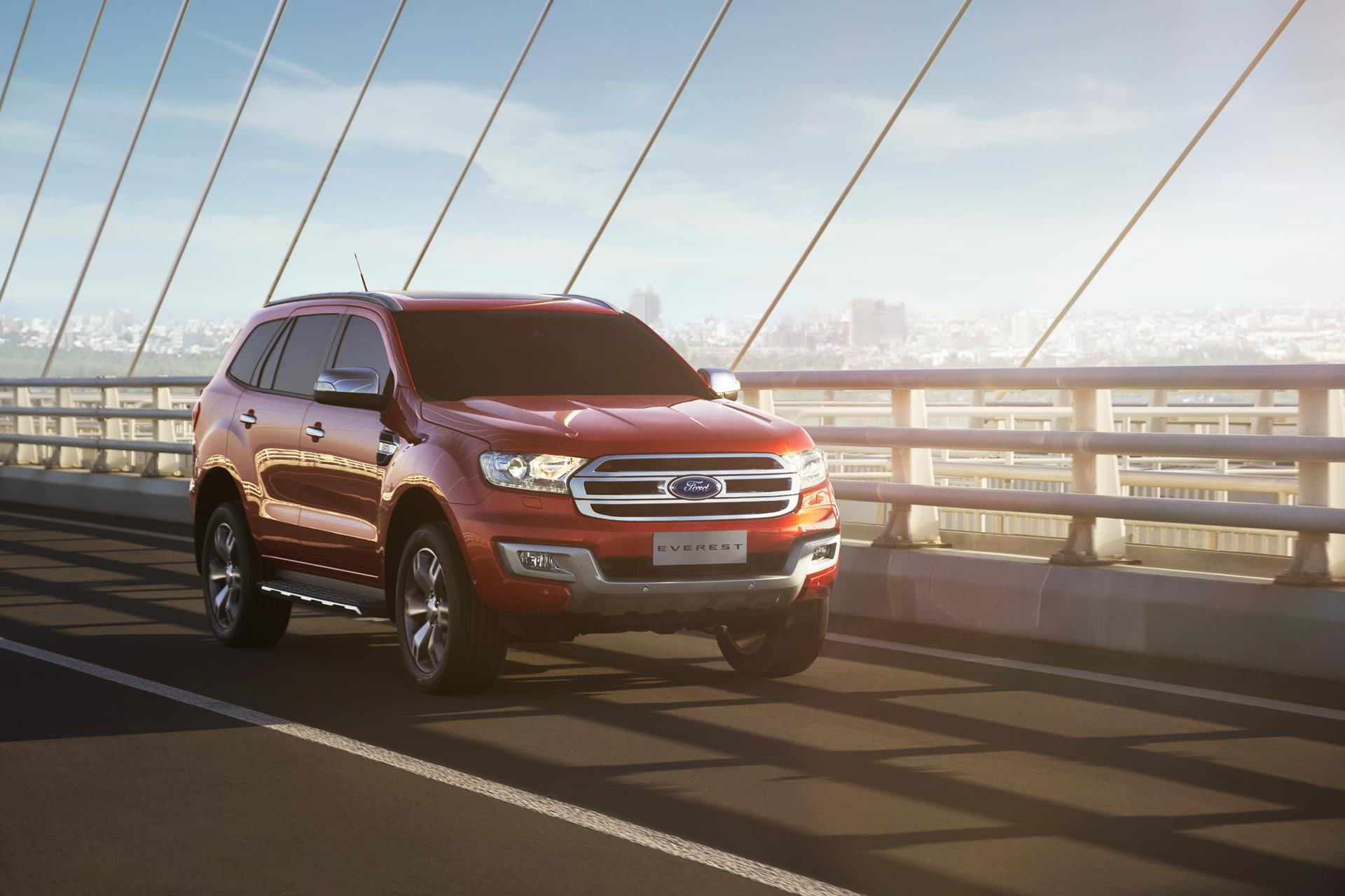 outdoors, travel, suv, land vehicle, road, railing, architecture, sunlight, 1080P, mode of transportation, nature, ford, shadow, retro styled, day, stationary, HD Wallpaper