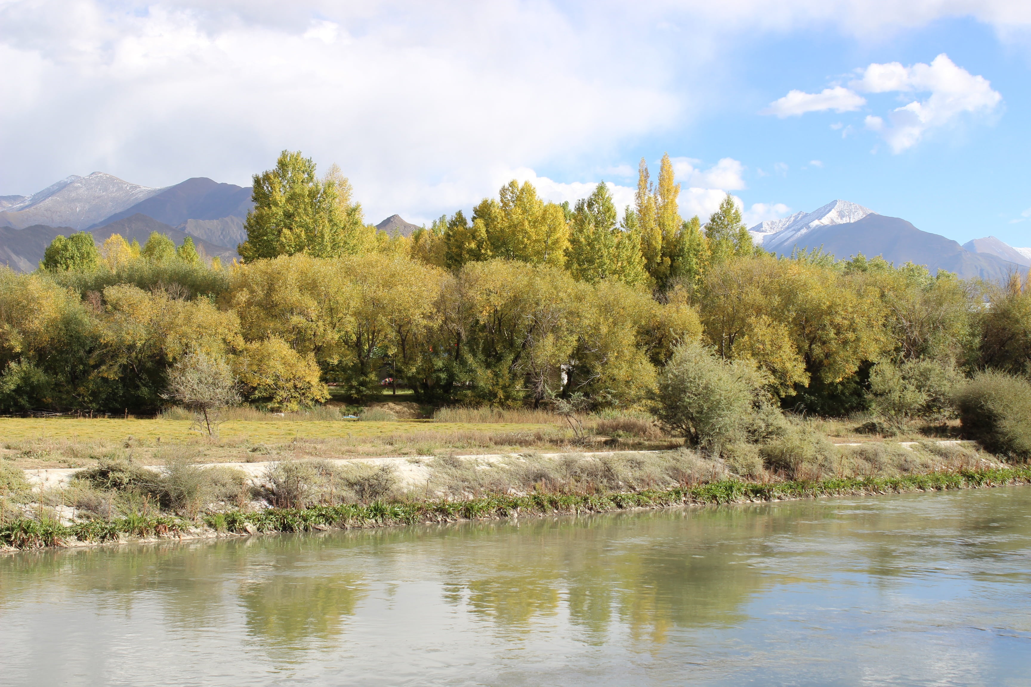 river, non-urban scene, tree, water, lake, cloud - sky, reflection, nature, scenics, plant, lhasa, the scenery, woods, change, beauty in nature, growth, HD Wallpaper