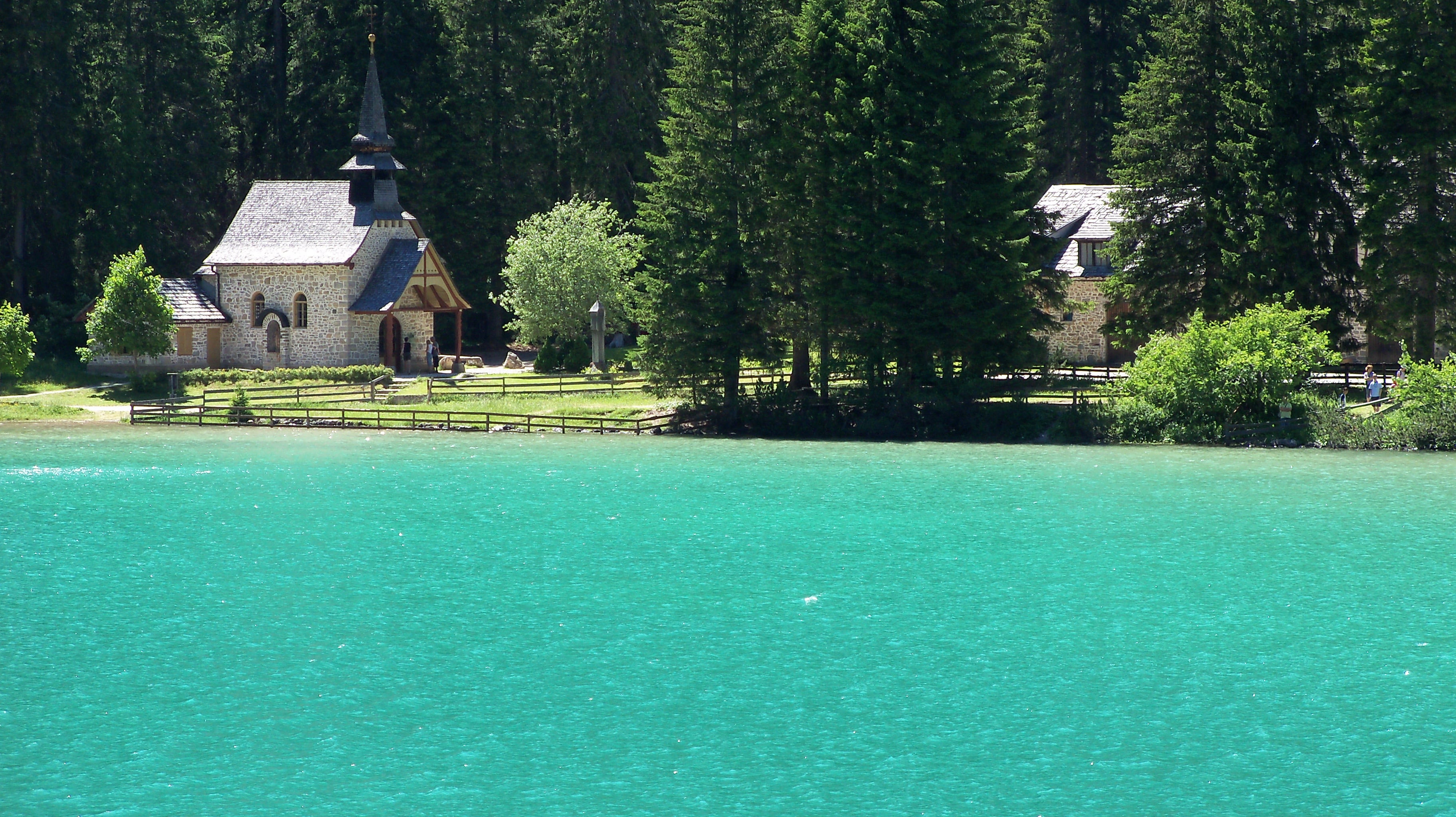 terence hill, lake, turquoise colored, water, green color, growth, beauty in nature, scenics - nature, waterfront, alps, no people, built structure, architecture, HD Wallpaper