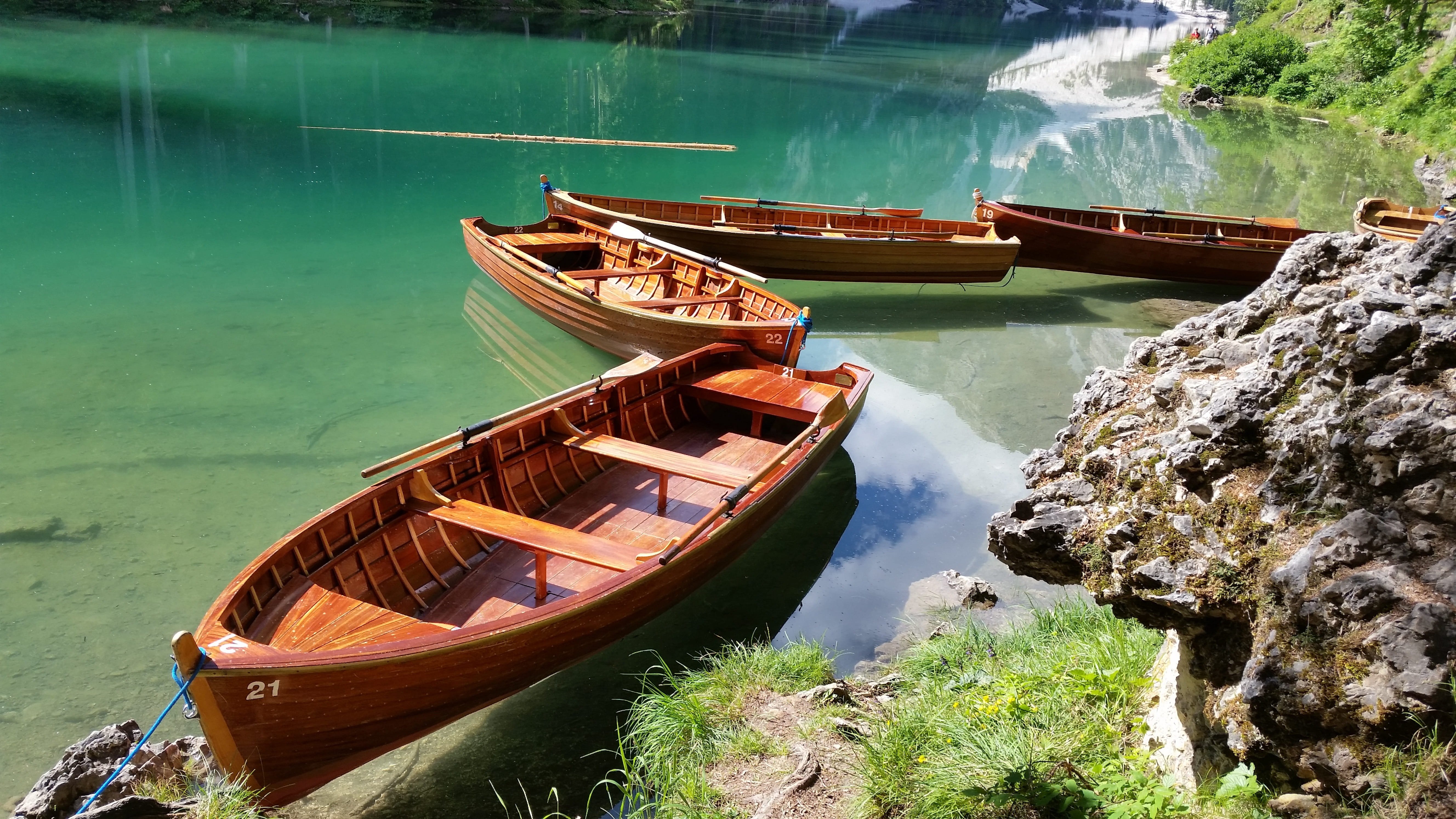 rock - object, beauty in nature, transportation, moored, nature, travel destinations, day, lake, tranquility, travel, mode of transportation, water, high angle view, HD Wallpaper