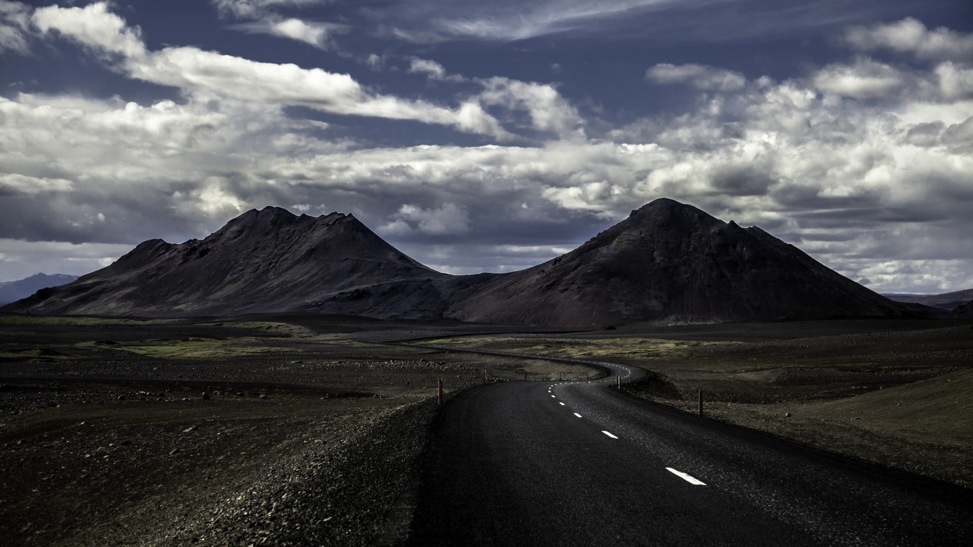 1080P, transportation, road, beauty in nature, nature, tranquility, mountain, non-urban scene, diminishing perspective, no people, cloud - sky, the way forward, HD Wallpaper