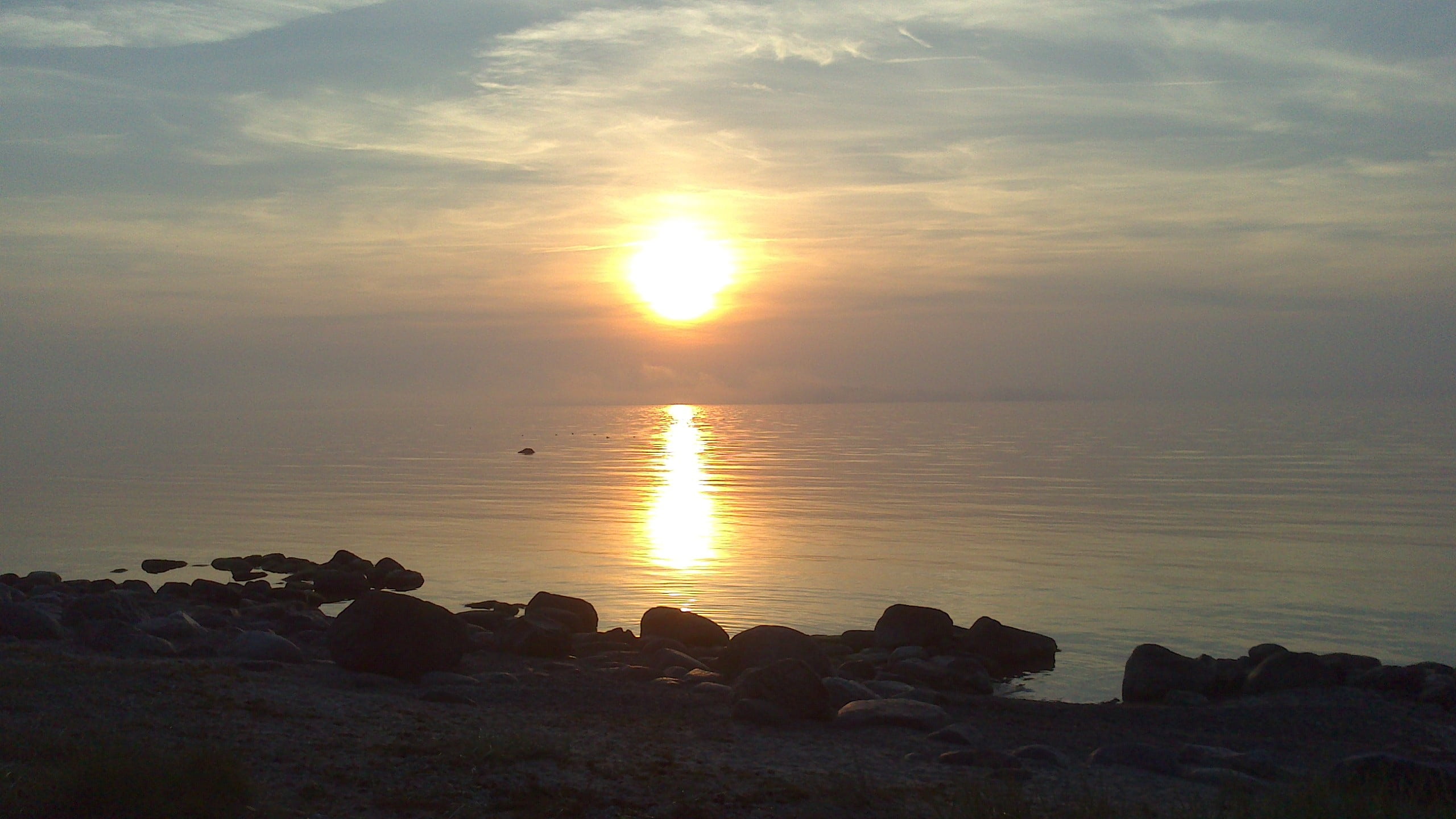 sun, horizon over water, sunset, tranquil scene, rock - object, beautifully, gotland, rock, cloud - sky, himmel, sea, summer, water, idyllic, 2K, sky, HD Wallpaper
