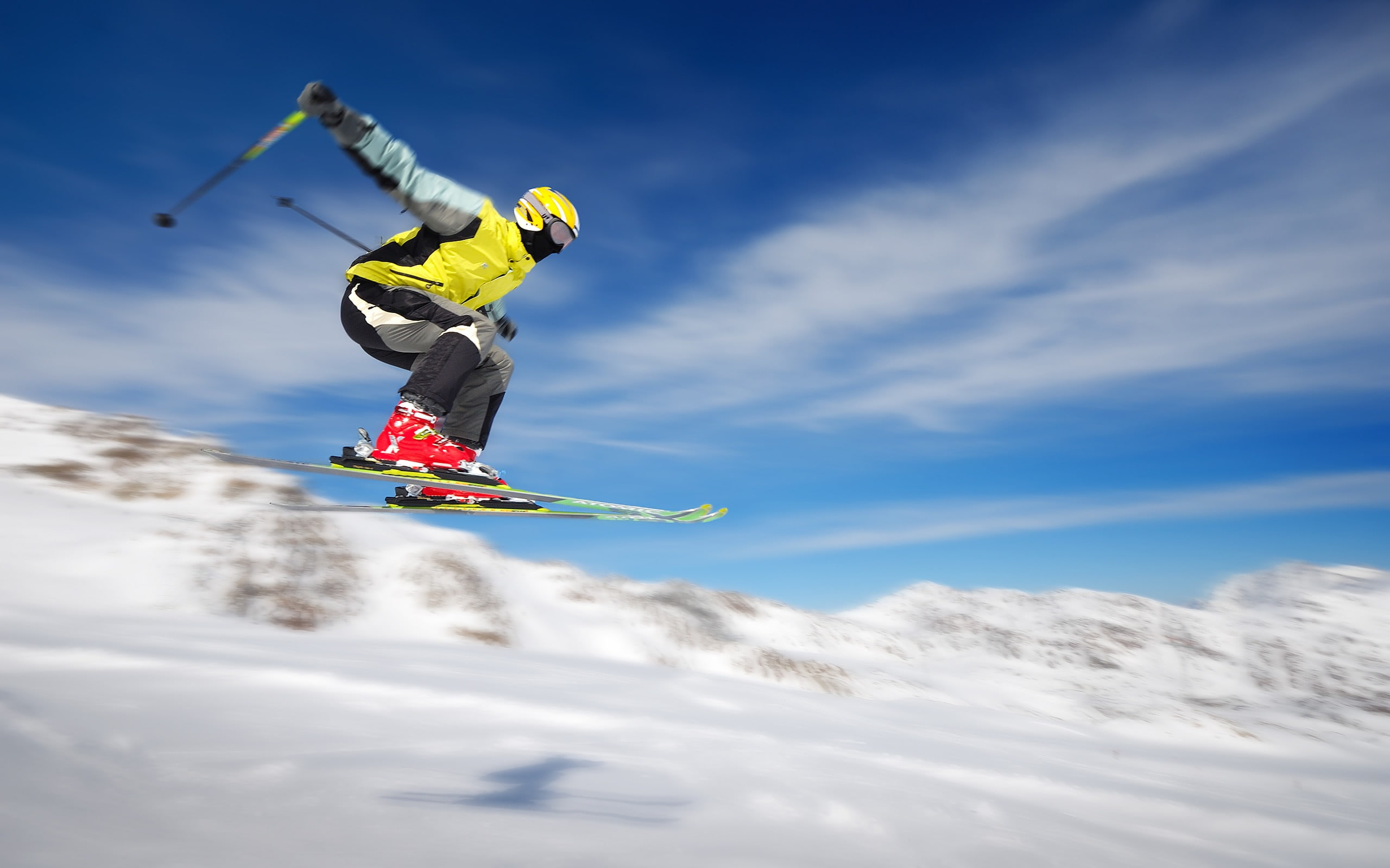 ski, sport, 2K, yellow, outdoors, skiing, athlete, jacket, black, HD Wallpaper
