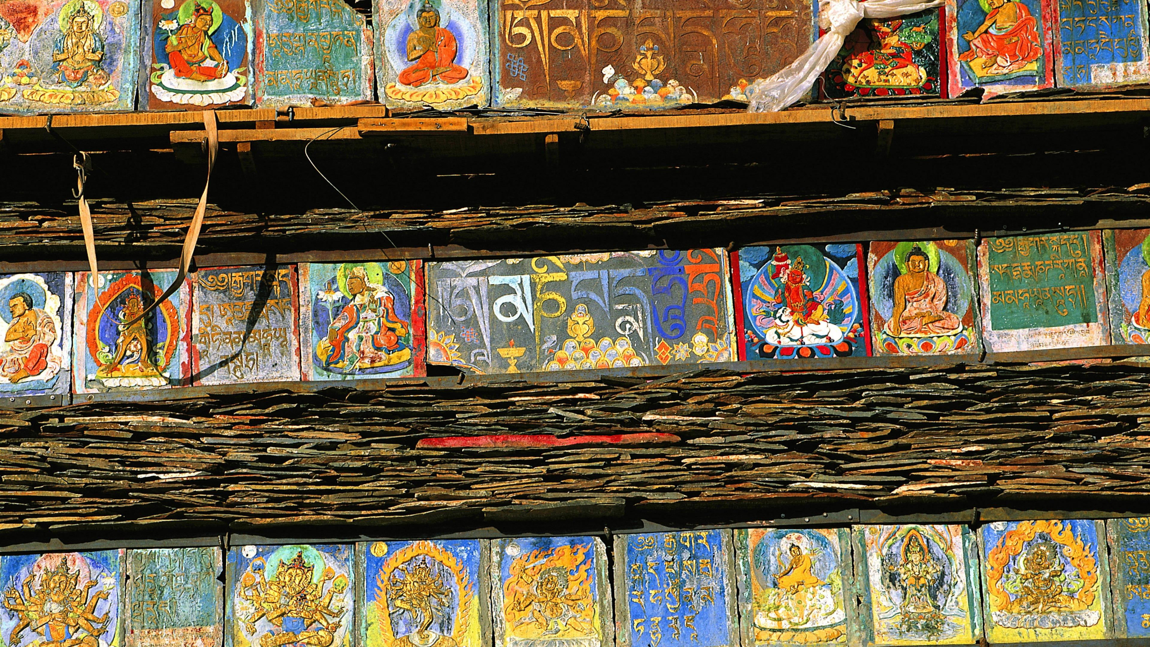 order, ganzi, large group of objects, stone wall, buddhism, market, multi colored, for sale, bage mani wall, belief, 4K, mani wall, no people, variation, HD Wallpaper