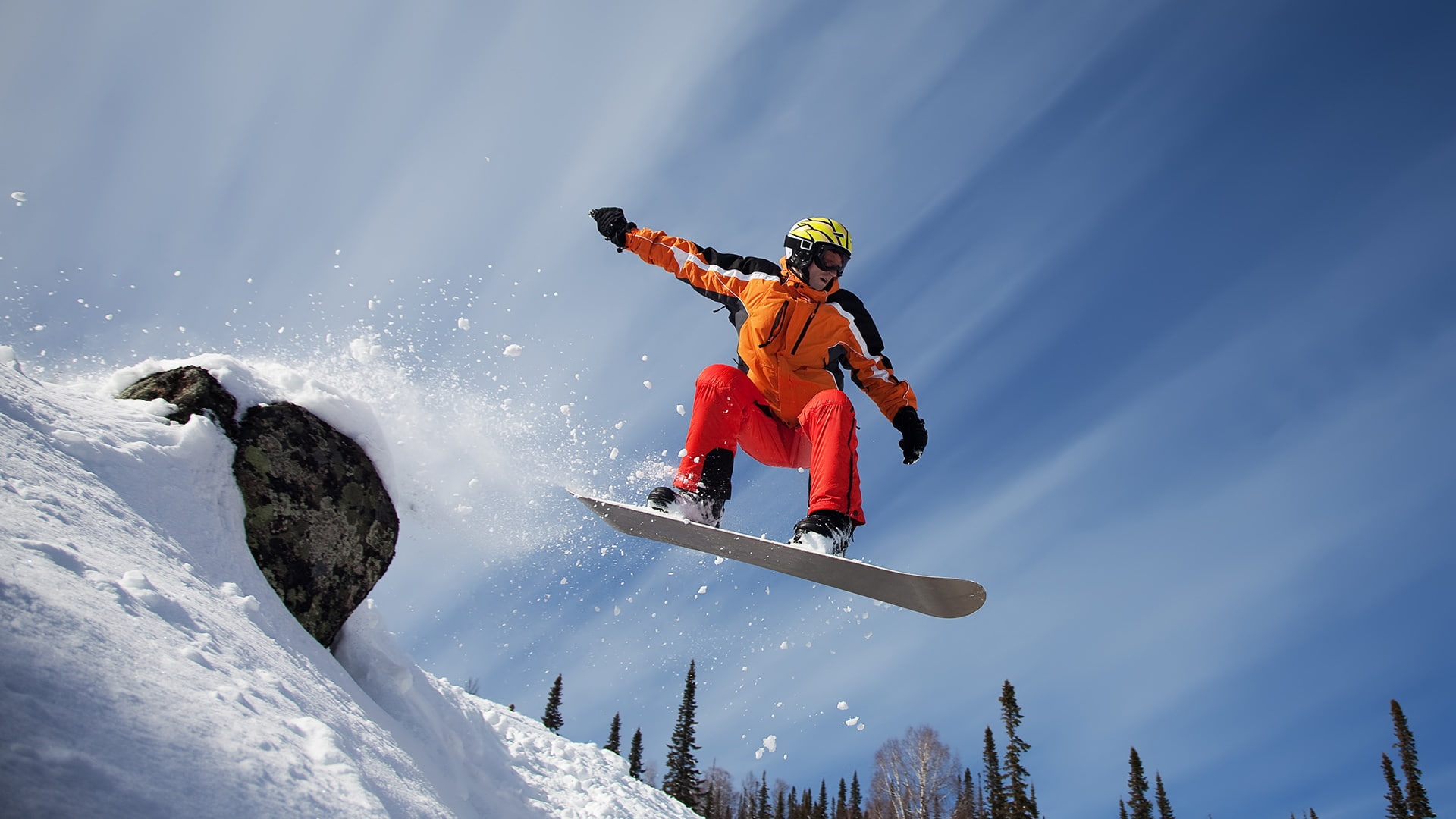 snowboarding, wooden, s, Snowboard, white, 1080P, Mountain, Sport, Snow, outfit, orange, men, HD Wallpaper