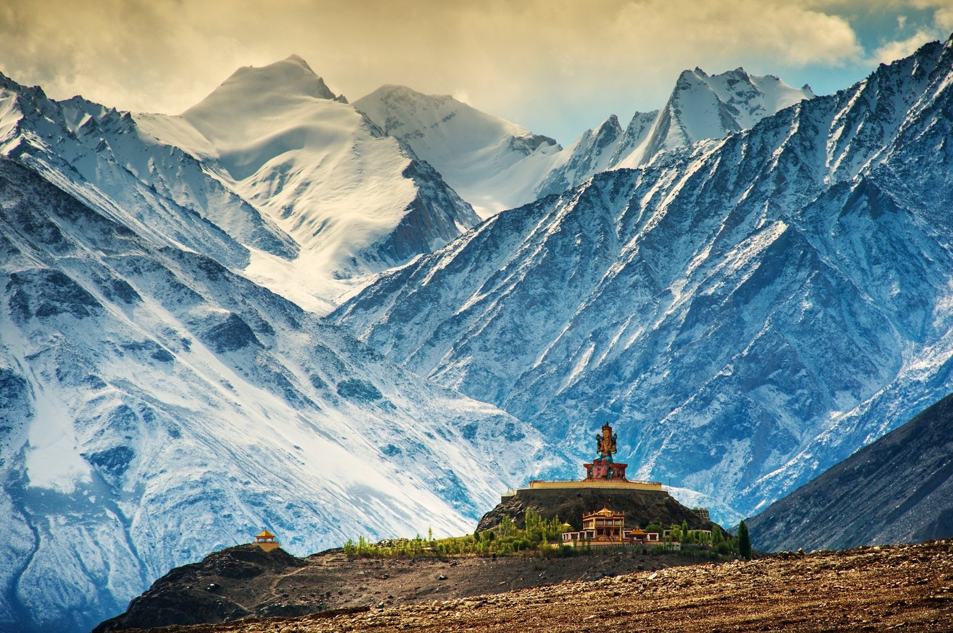 1080P, India, Religious, Mountain, Monastery, HD Wallpaper