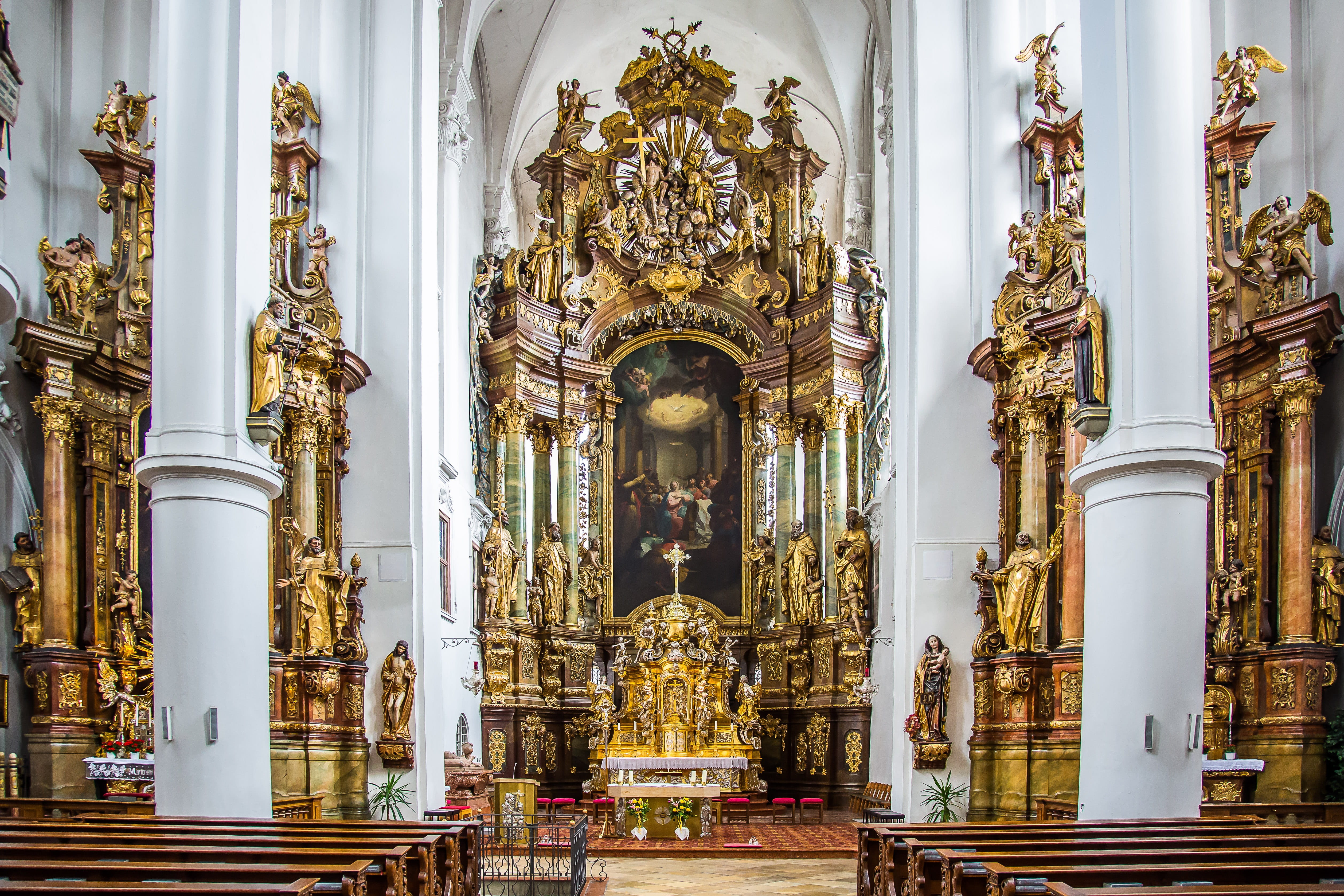 belief, sculpture, gold Colored, architecture, built structure, church, place of worship, carmelite monastery, cathedral, christian, famous Place, bavaria, HD Wallpaper