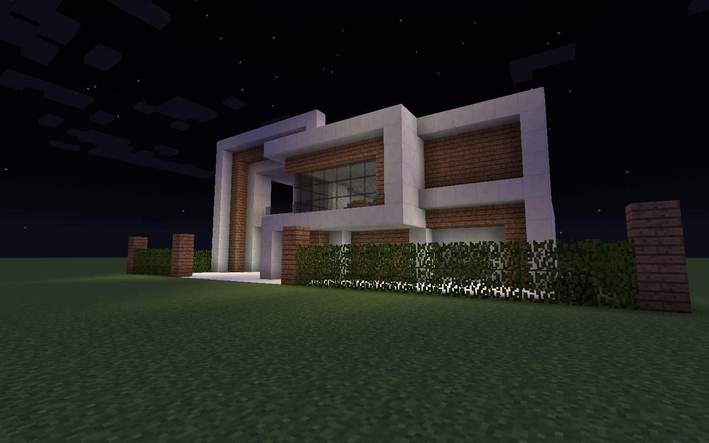 no people, absence, Minecraft, brown, green color, video games, illuminated, sport, white, nature, plant, luxury, concrete, window, outdoors, night, hedge, HD Wallpaper