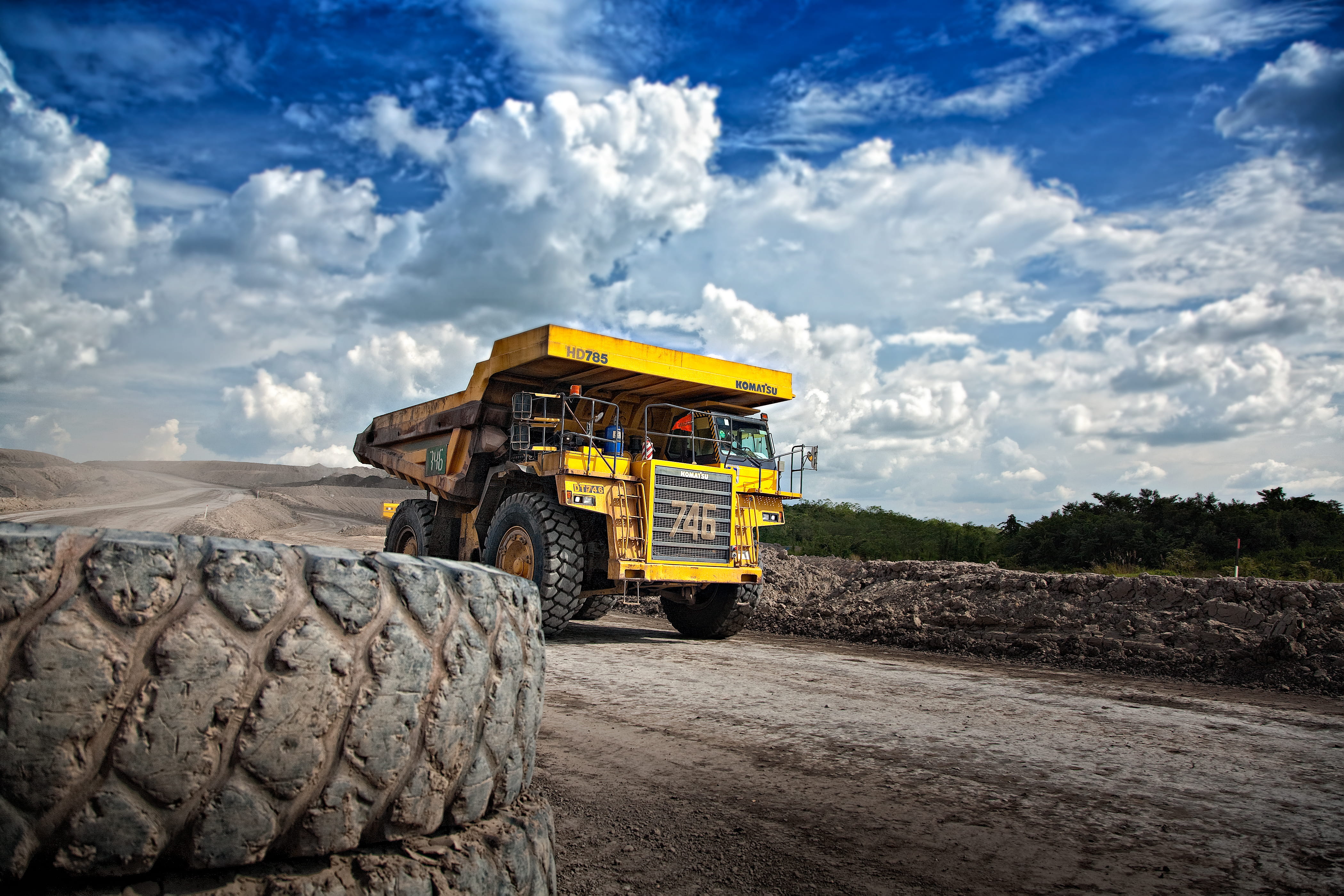 monastery, vehicle, transportation, sky, gray, nature, construction machinery, earth mover, machinery, outdoors, south kalimantan, cloud - sky, big, day, HD Wallpaper