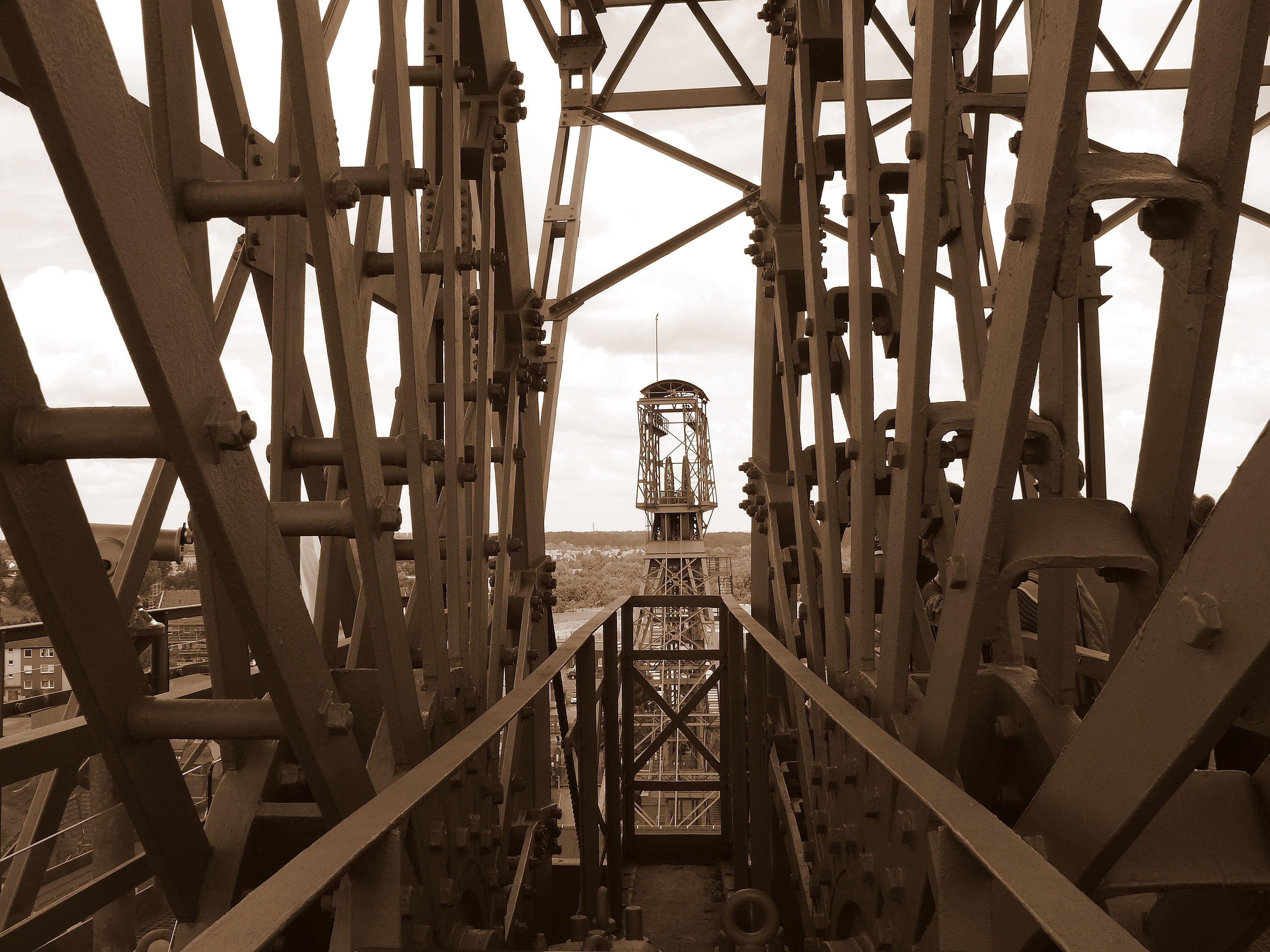 built structure, lifestyles, full length, bridge, nature, Zeche Zollern, connection, day, dortmund, rear view, railing, adults only, oil industry, historically, HD Wallpaper