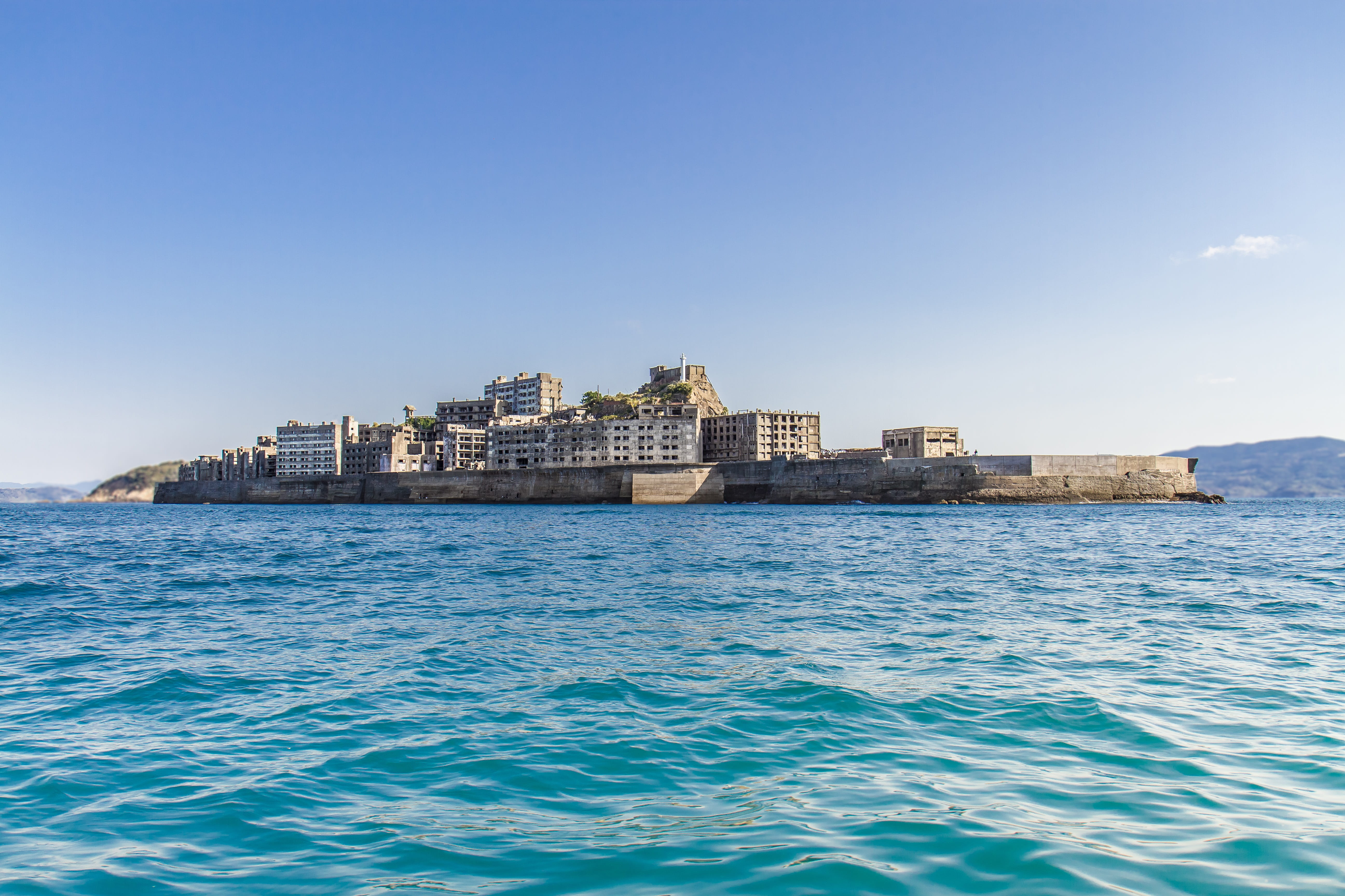 tentative, nobody, tranquility, damaged, island, battleship, list, day, travel, sea, kyushu, heritage, built structure, industrial, ruin, water, clear sky, HD Wallpaper