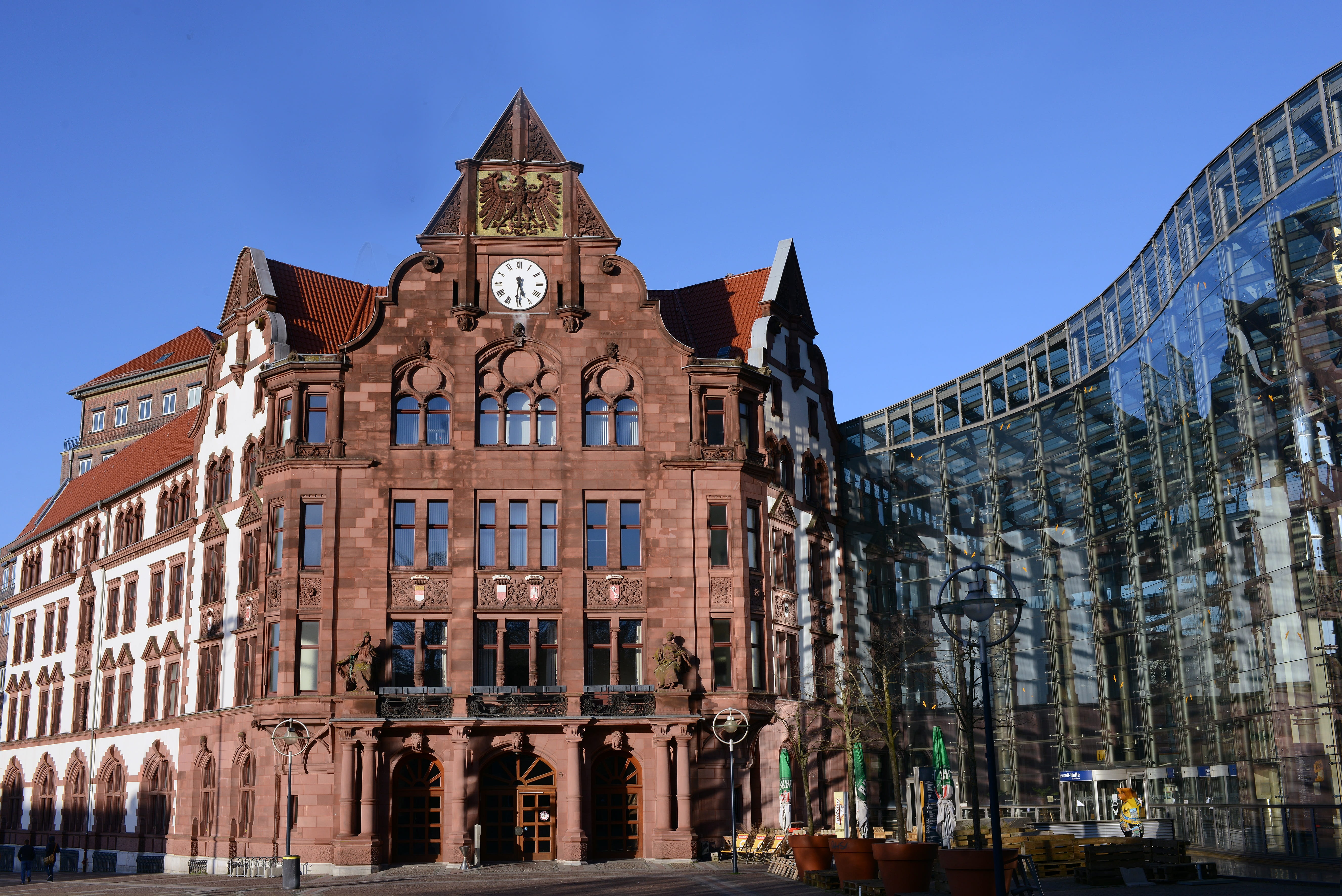 window, downtown, peace square, building exterior, north rhine westphalia, nature, sky, dortmund, travel, day, germany, town home, clock, outdoors, built structure, HD Wallpaper