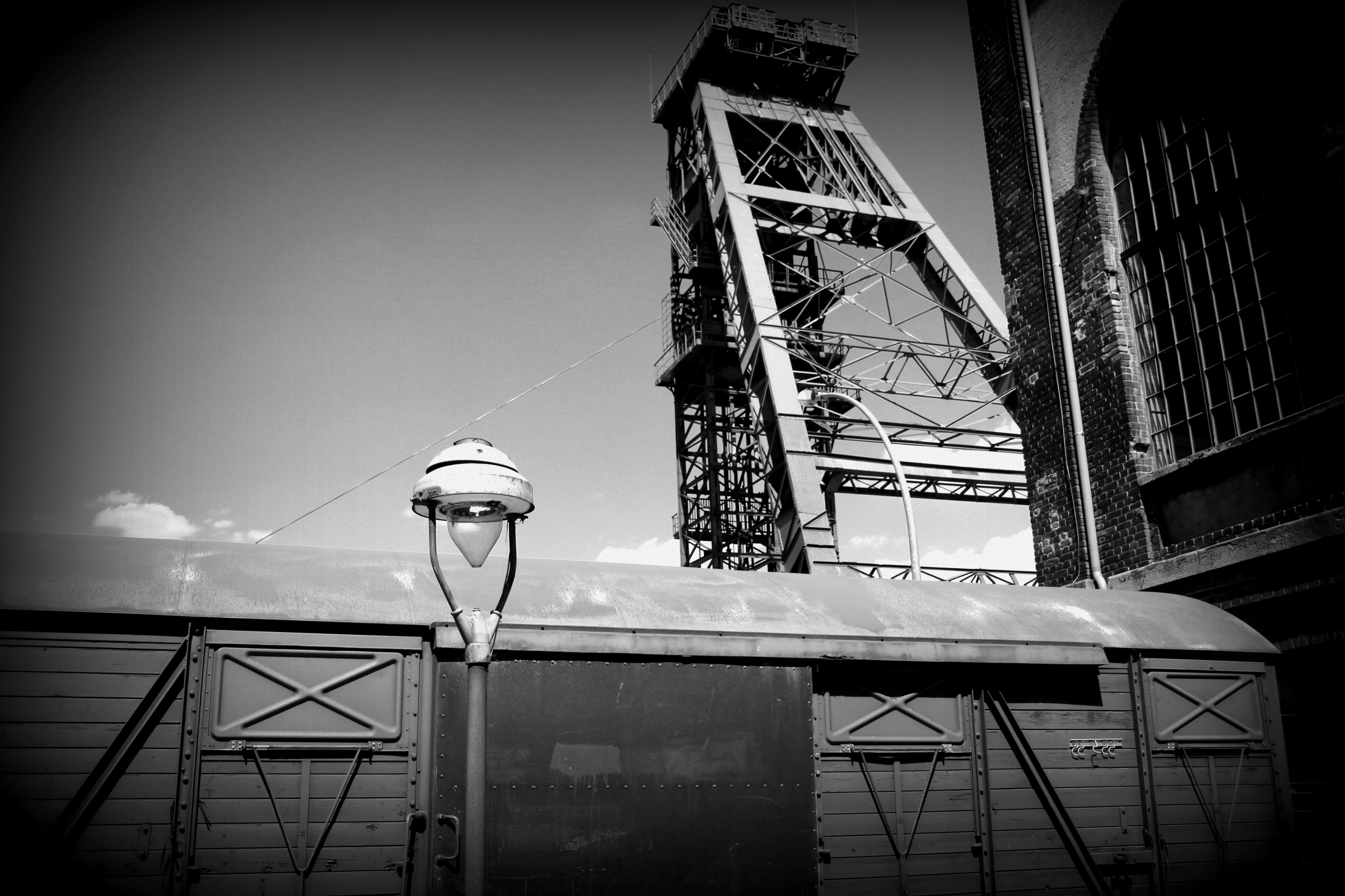 tower, sky, building exterior, no people, street light, built structure, lighting equipment, outdoors, ruhr area, headframe, day, construction industry, HD Wallpaper