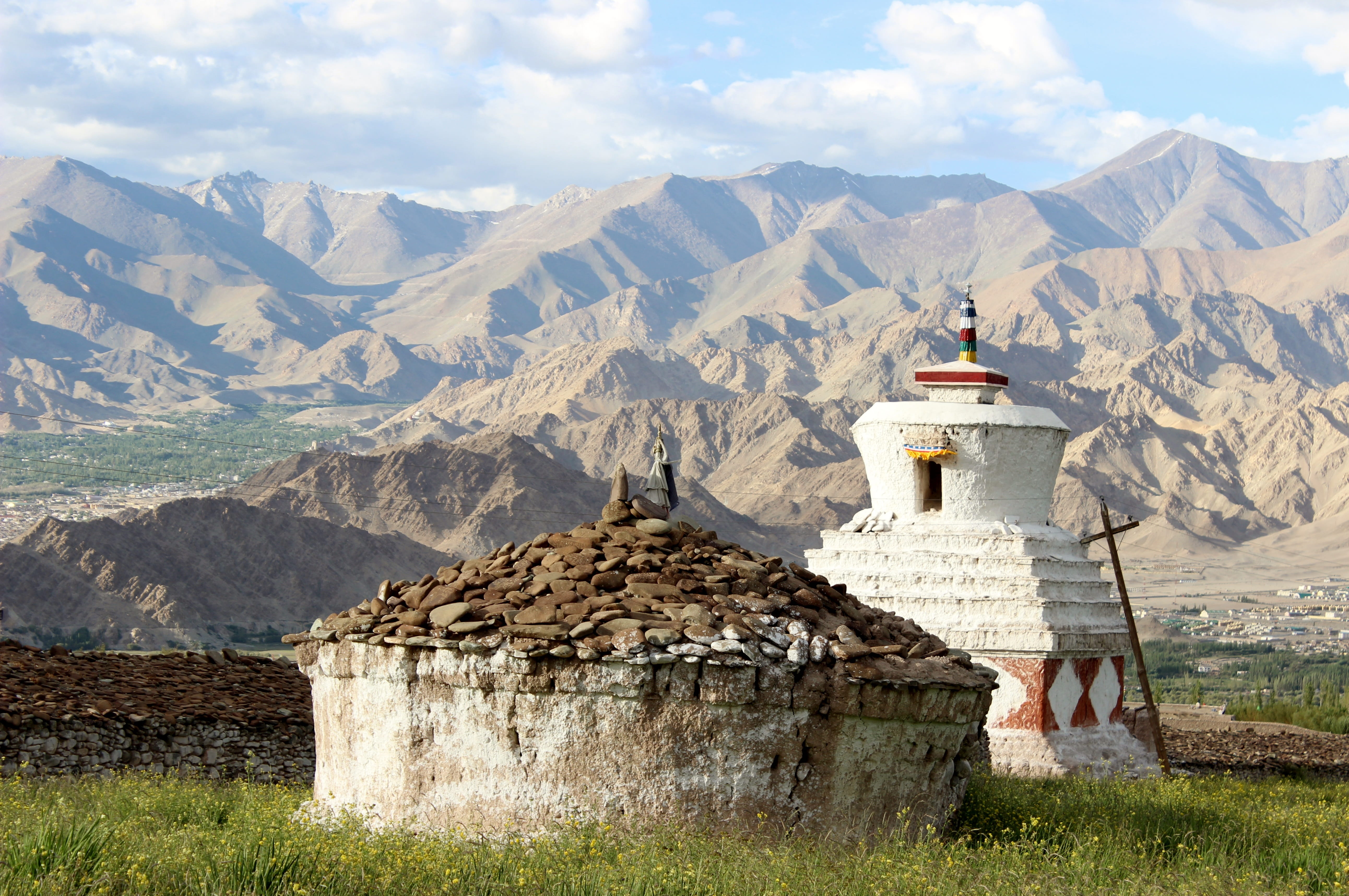 non-urban scene, scenics - nature, landscape, sky, tranquil scene, ladakh, nature, mountain, day, architecture, no people, built structure, cloud - sky, HD Wallpaper